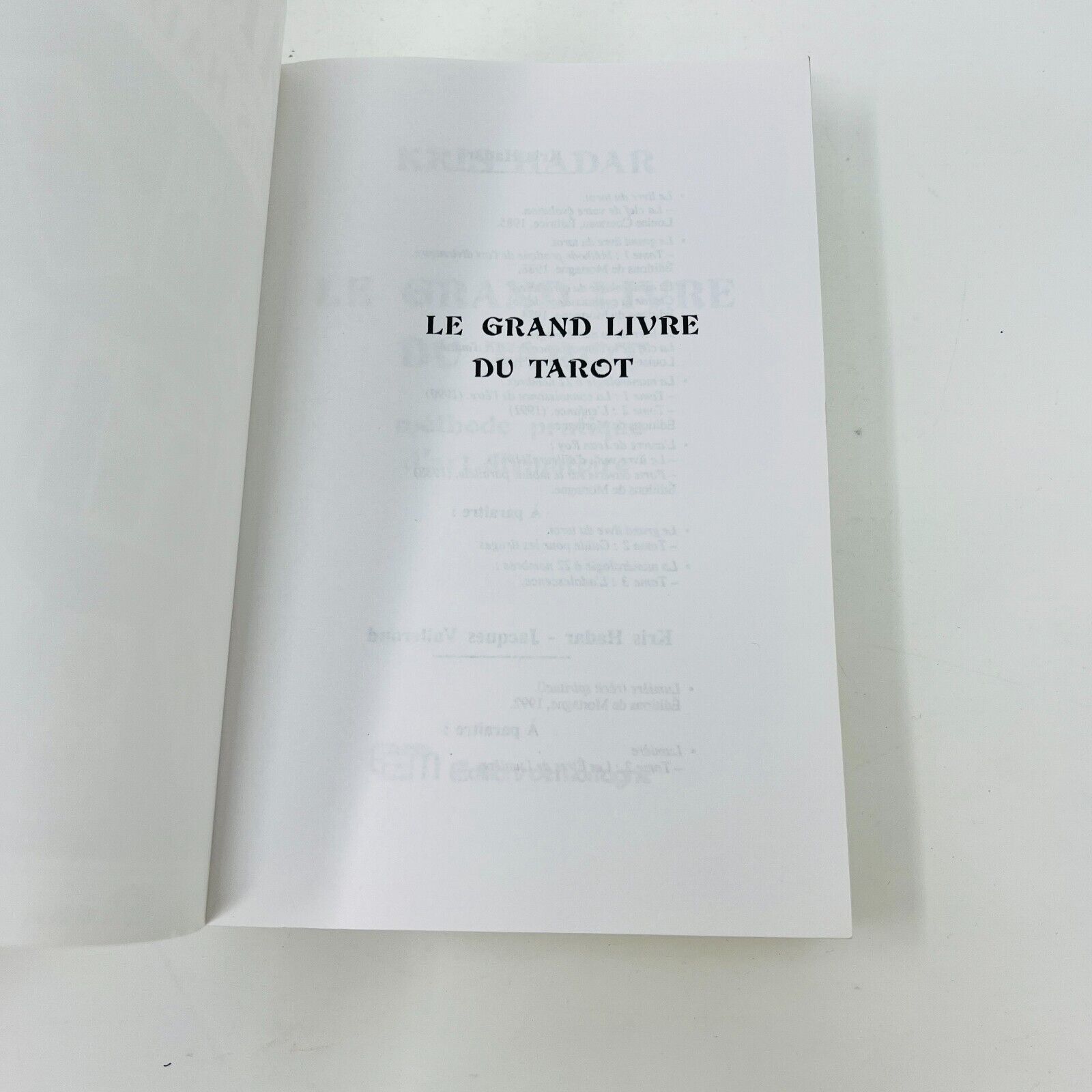 1988 Le Grand Livre du Tarot de Kris Hadar Méthode Art Divinatoire en Français