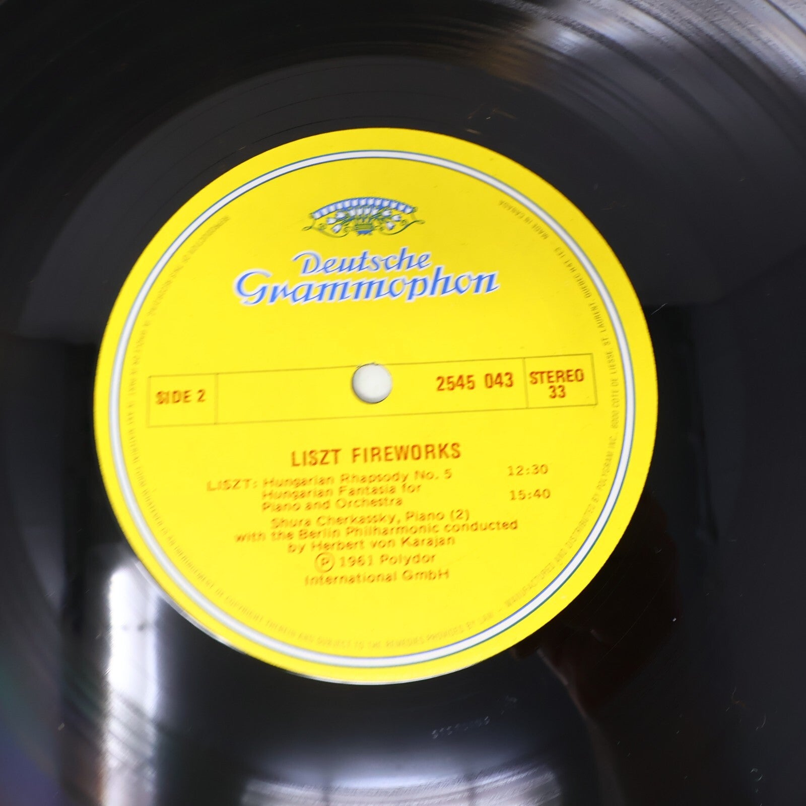 Liszt Fireworks von Karajan Cherkassky Berlin Philharmonic LP Record 2530 788
