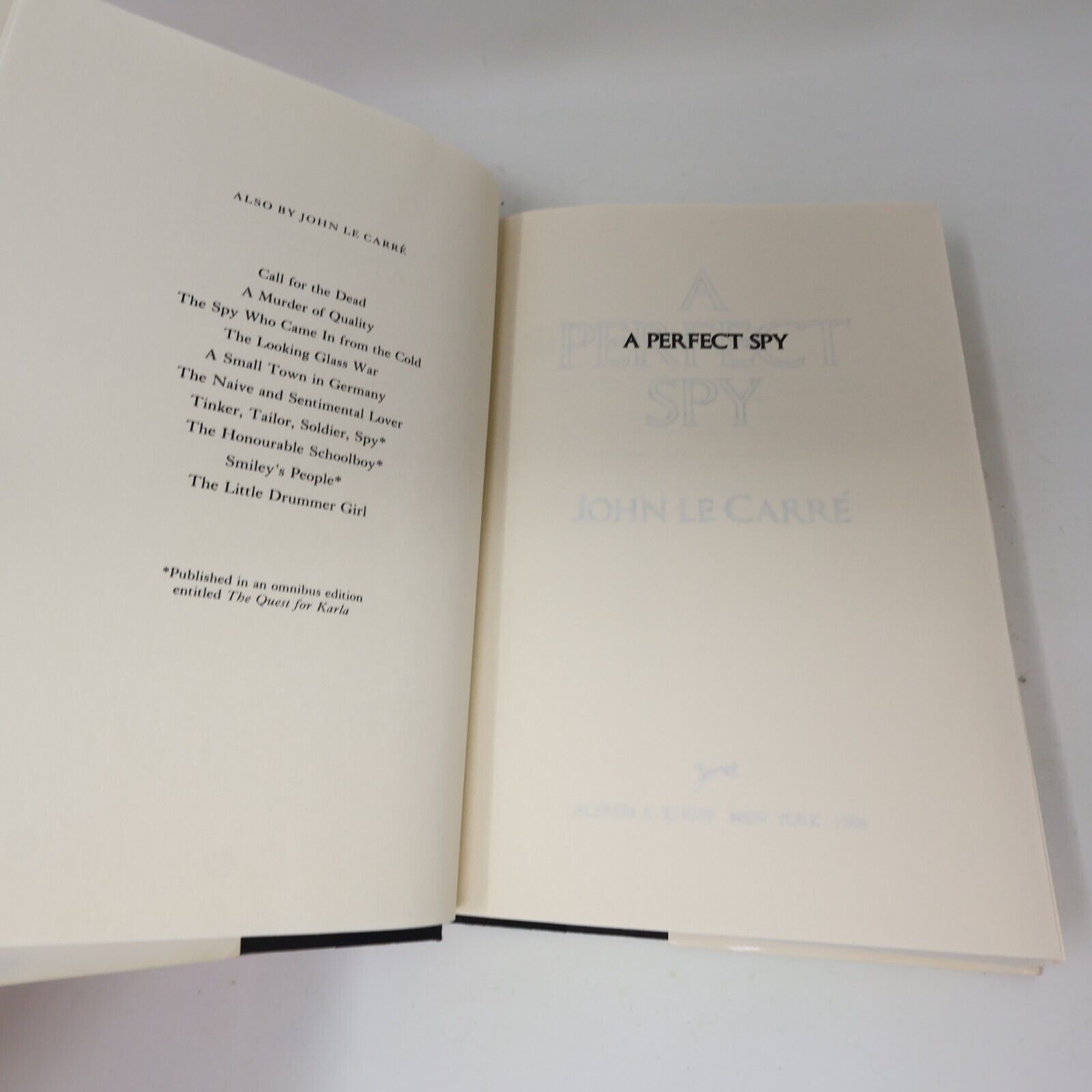 1986 A Perfect Spy John le Carré Thriller Mystery Espionage 1st Edition Knopf HC