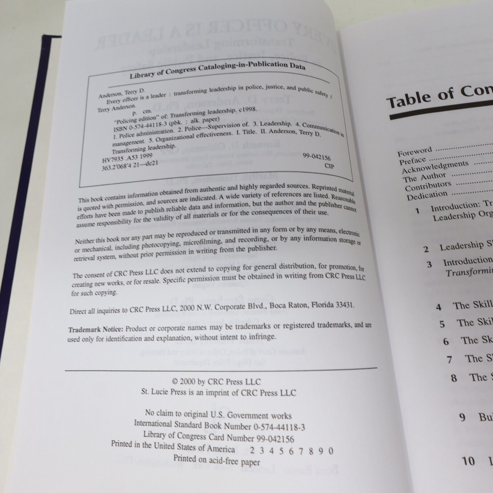 1999 Every Officer Is a Leader Terry Anderson Justice Police Public Safety Book