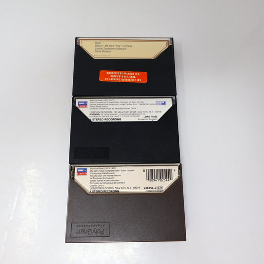 Ravel 3 Cassettes Lot Bolero/Ma Mère L'oye/Pianos Conertos Dutoit/Monteux/Rogé