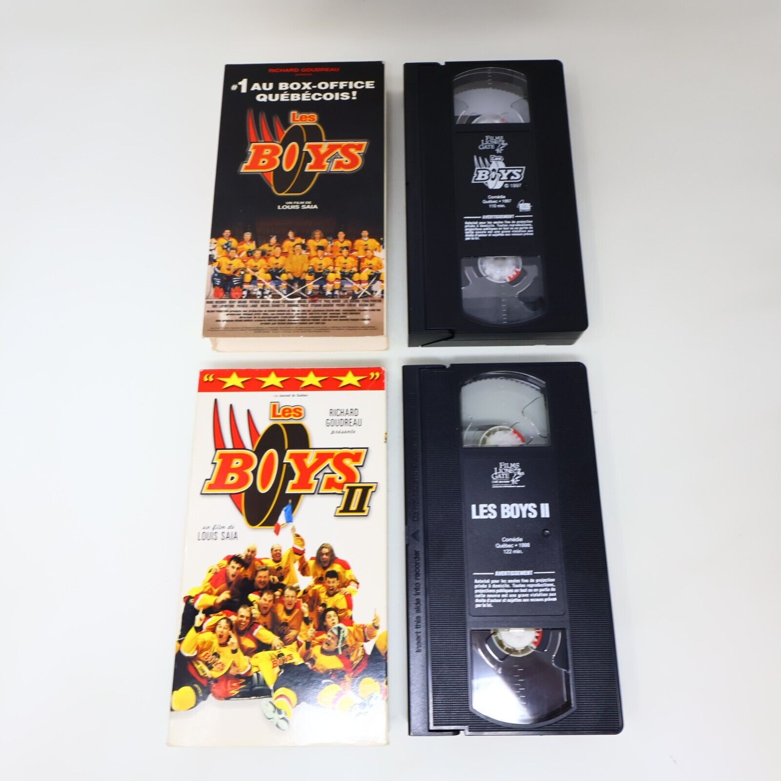 Les Boys 1 & 2 Lot VHS NTSC Testés Français Québec Comédie Hockey Rémy Girard