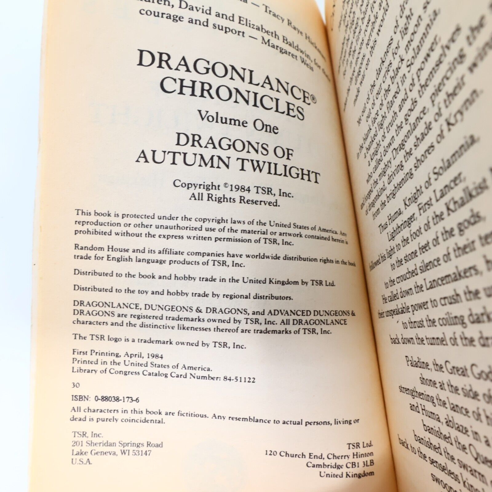1984 Dragons of Autumn Twilight Chronicles Trilogy #1 Weis/Hickman Dragonlance
