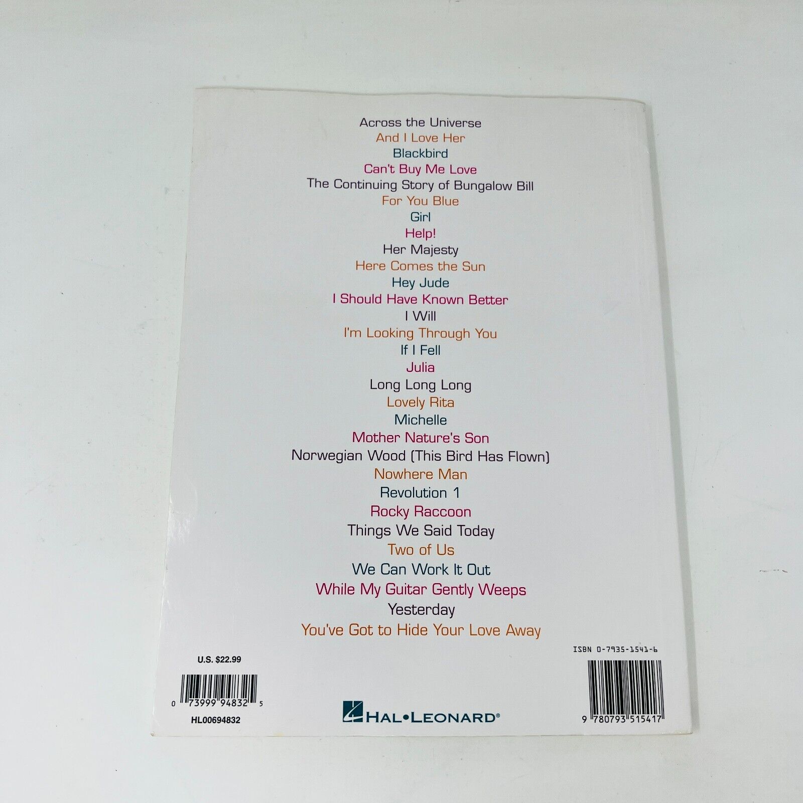 The Beatles for Acoustic Guitar Revised Edition Songbook Hal Leonard Paperback