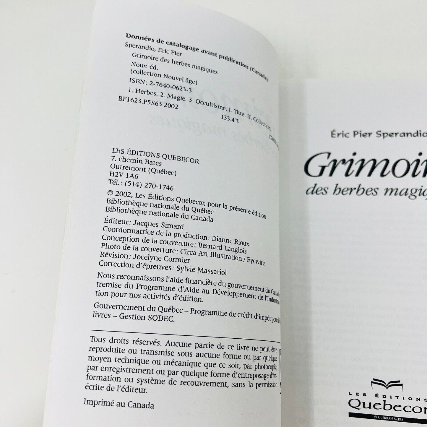 2002 Grimoire des Herbes Magiques Nouvelle Édition Potions Éric Pier Sperandio
