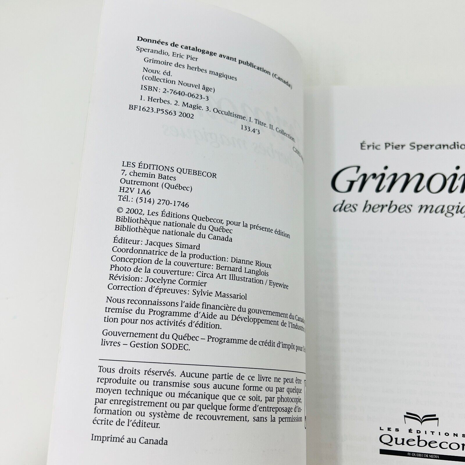 2002 Grimoire des Herbes Magiques Nouvelle Édition Potions Éric Pier Sperandio