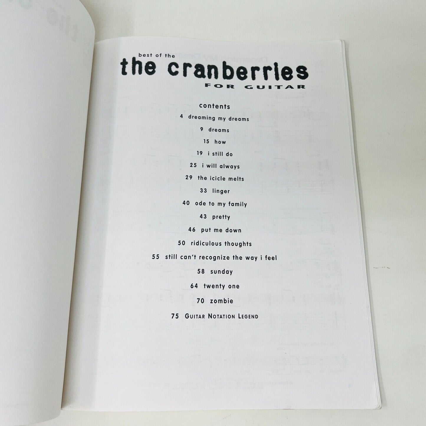 The Best of the Cranberries for Guitar Songbook Hal Leonard PB 90s Dreams/Linger