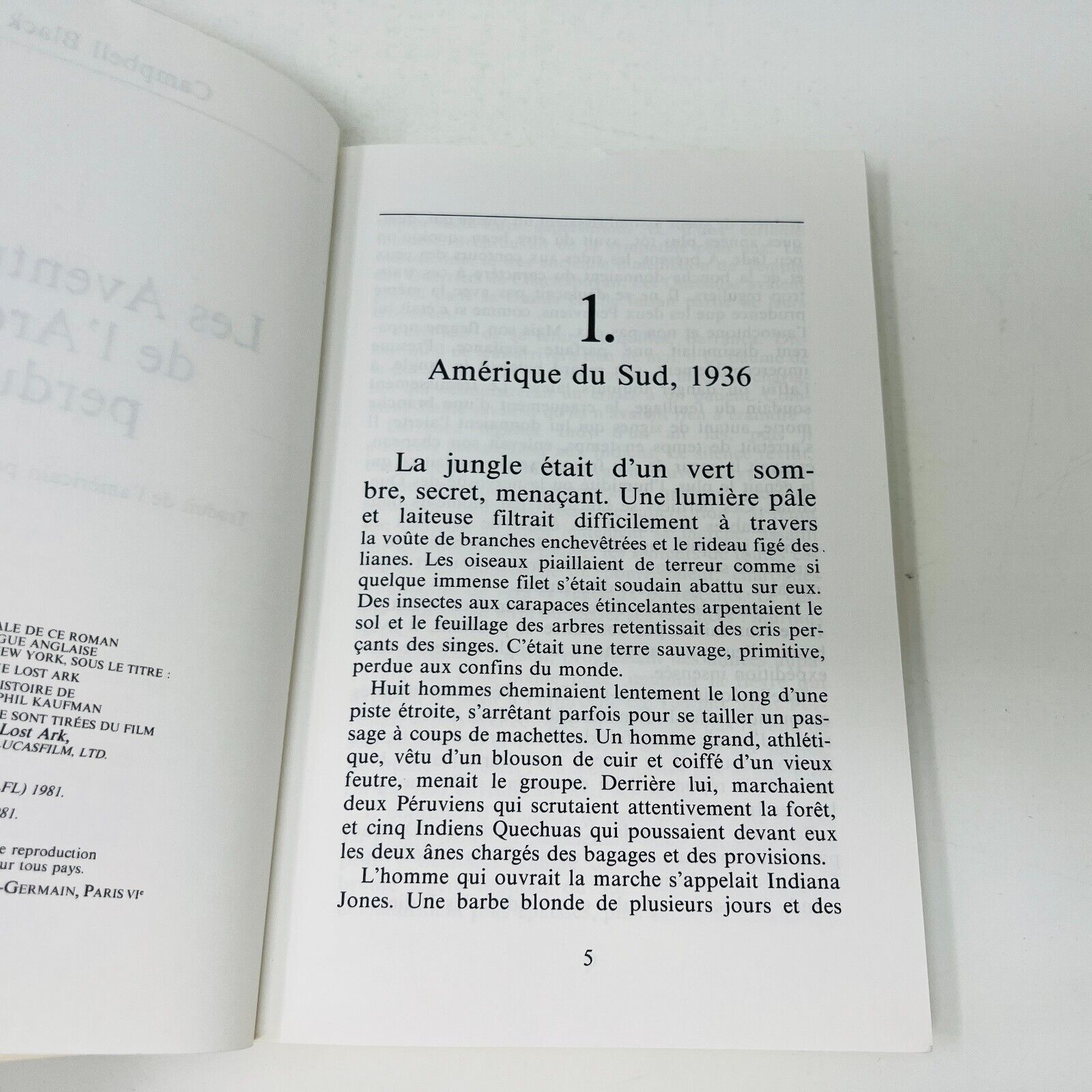 1981 Les Aventuriers de l'Arche Perdu de Campbell Black Hachette Indiana Jones