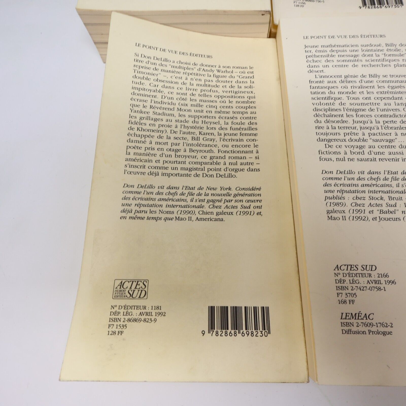 Don Delillo Outremonde L'Étoile de Ratner Chien Galeux Lot 4 Livres Roman French
