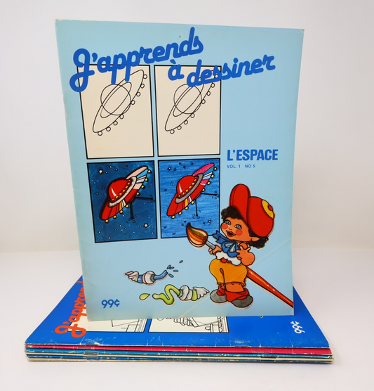 J'Apprends à Dessiner Lot 7 Livres à Colorier Québec Agenda Poissons/Espace 1984
