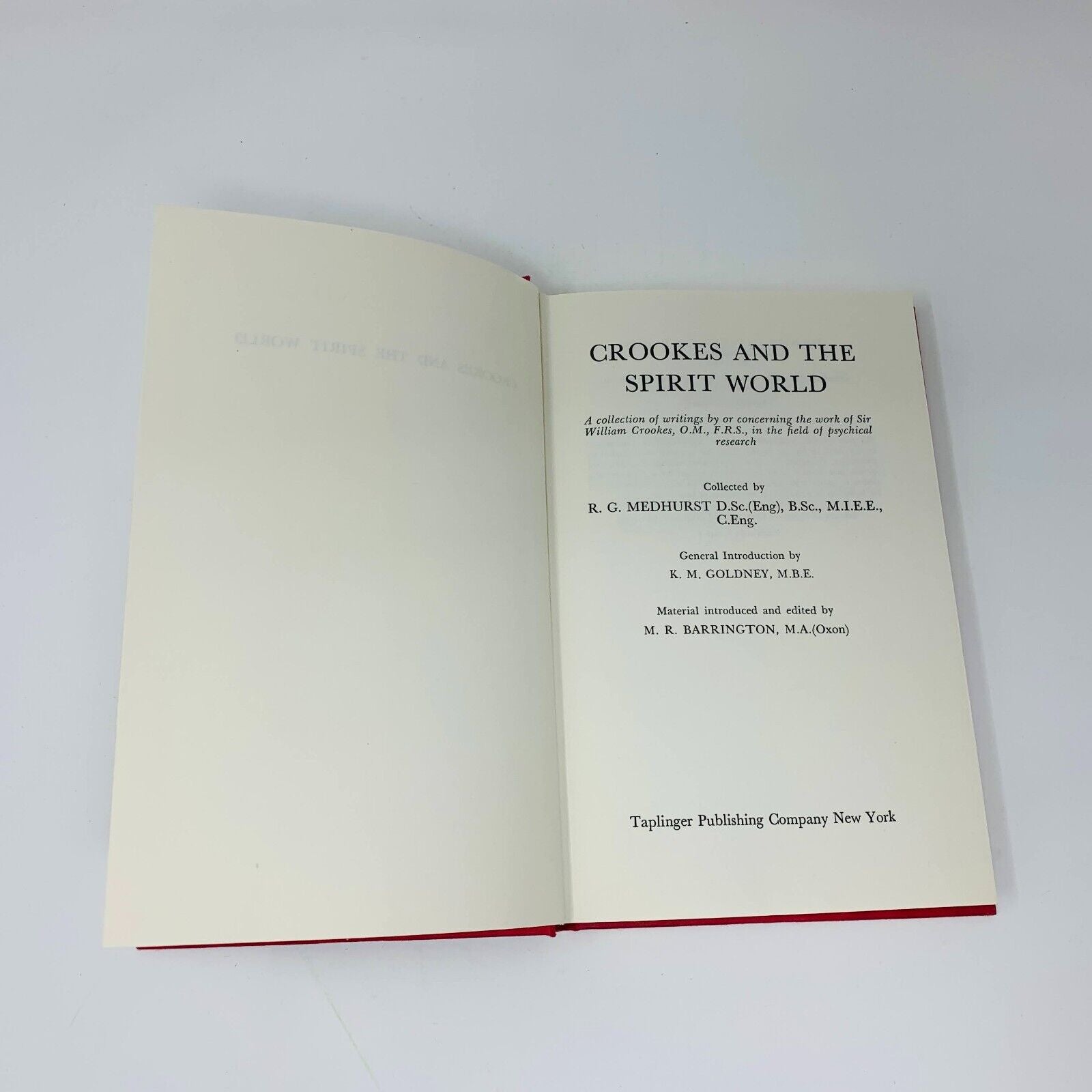 1972 William Crookes and the Spirit World Psychical Research Hardcover Medhurst