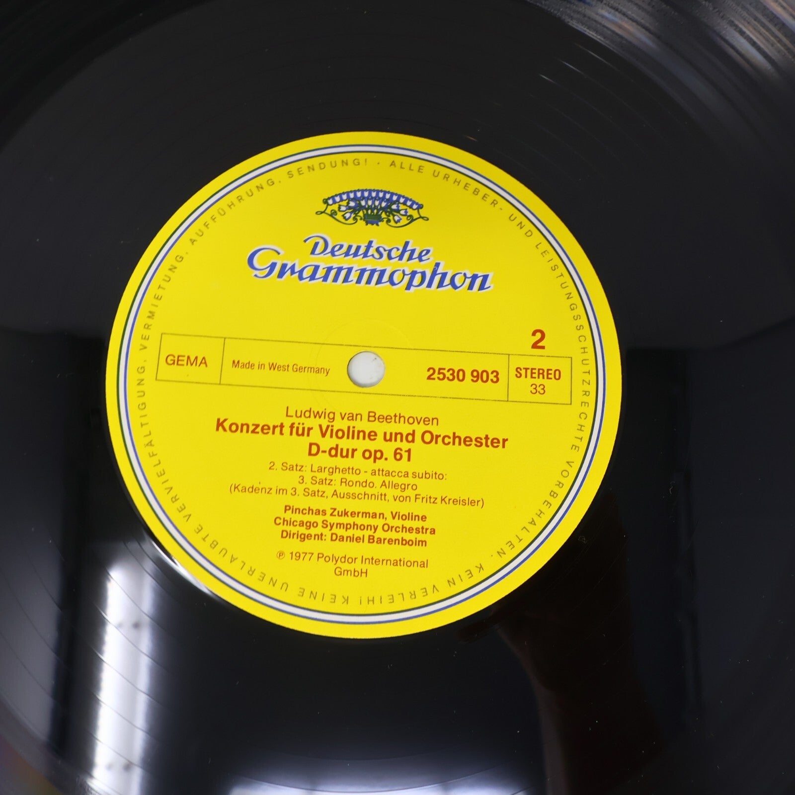 Beethoven Pinchas Zukerman Violinkonzert Chicago Barenboim LP Record 2530 903