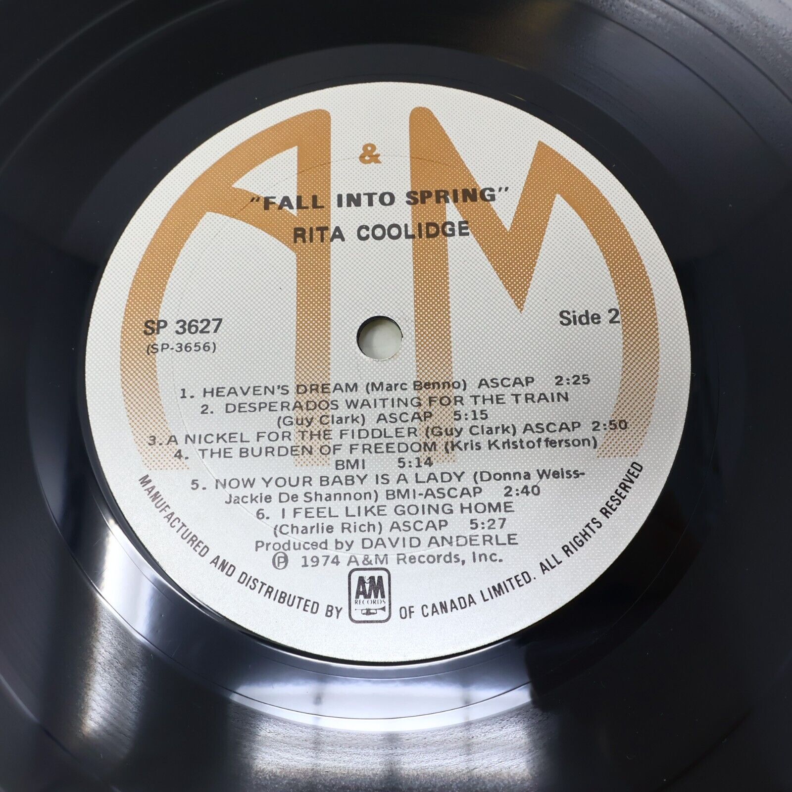 Rita Coolidge Fall Into Spring LP A&M Record 1974 SP 3627 Love Has No Pride 70s