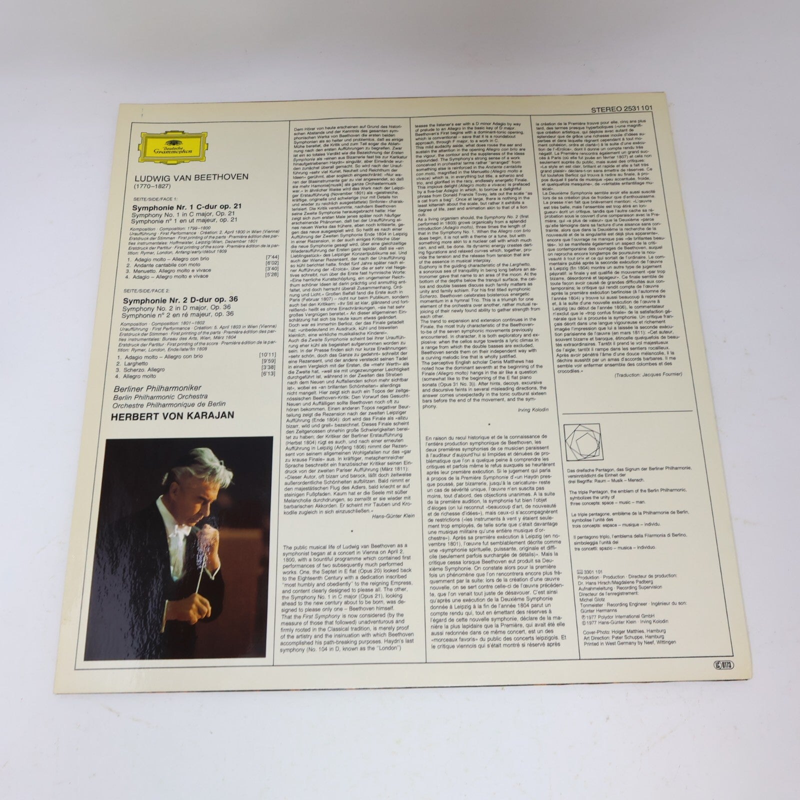 Beethoven Symphonie Nr. 1-2 5-6 8-9 Herbert von Karajan Berliner Lot 4 LP Record