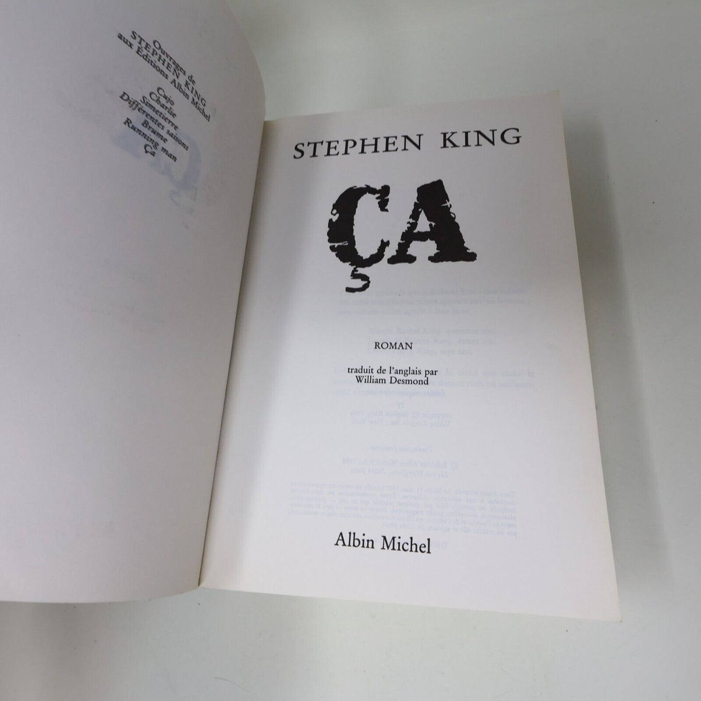 1988 Ça Tome 1 It Stephen King Paperback PB Albin Michel Clown Horreur Thriller