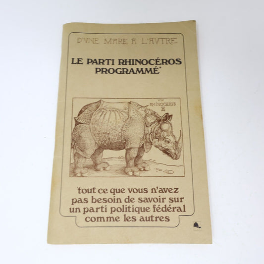 1974 Le Parti Rhinocéros Programmé Victor-Lévy Beaulieu Satire Politique Québec