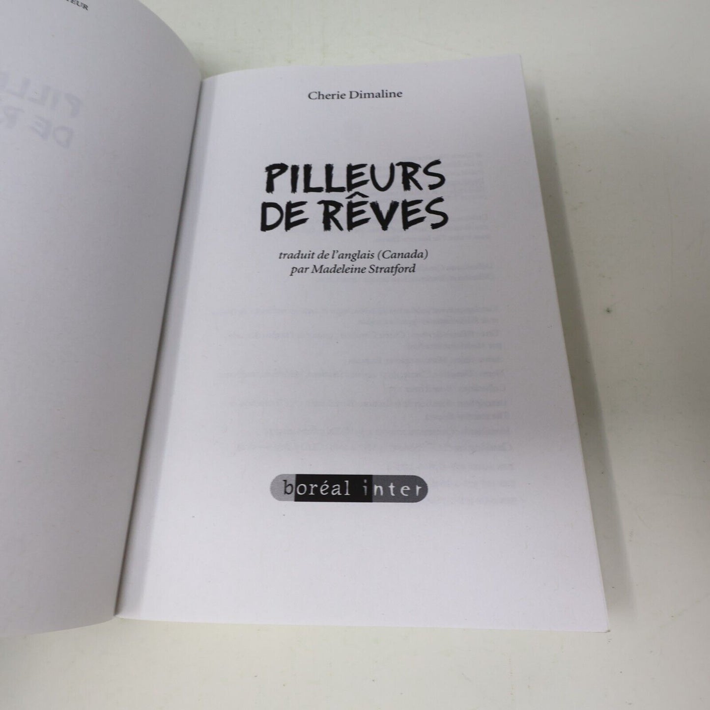 2019 Pilleurs de Rêves Cherie Dimaline Boréal Français Paperback Dystopie Livre