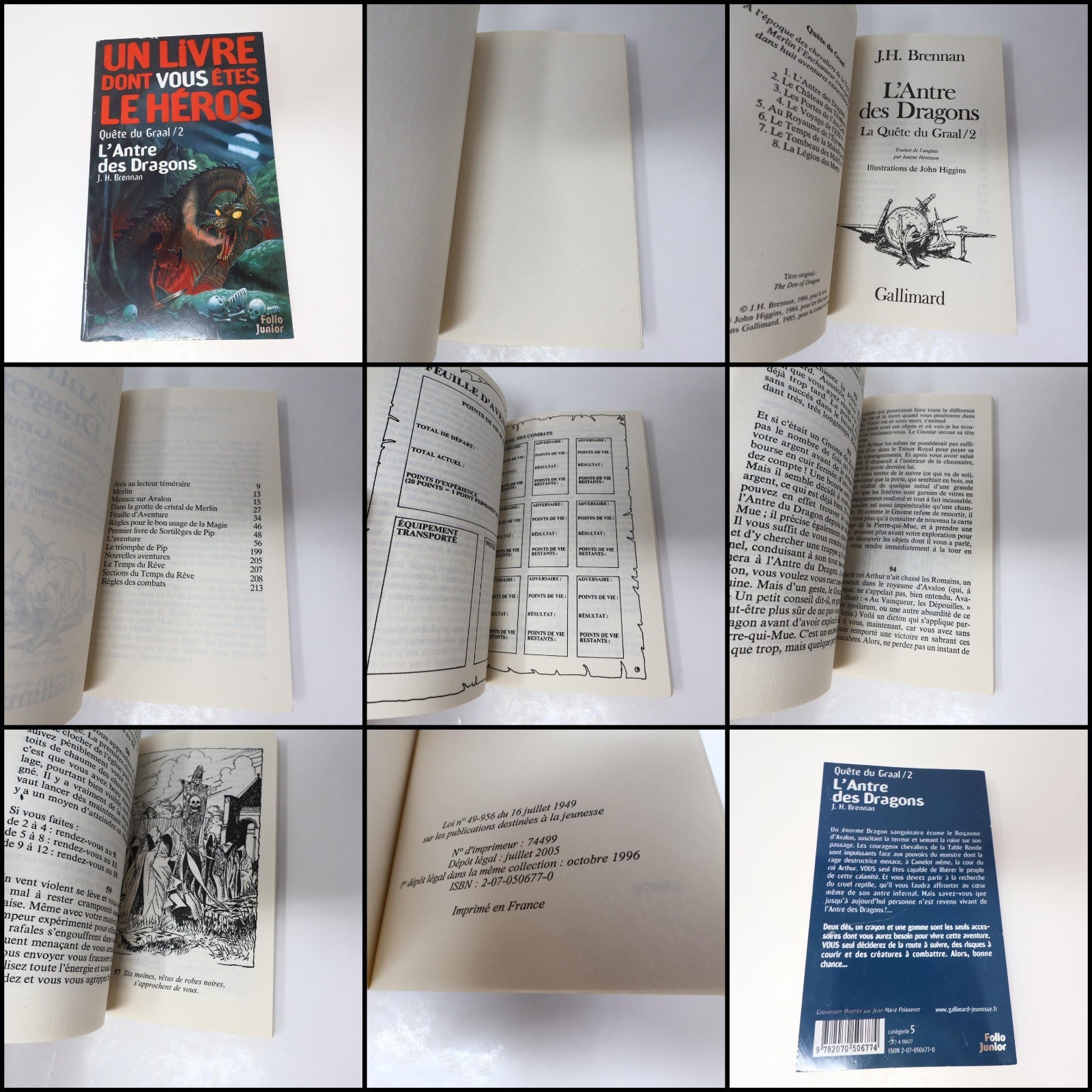 La Quête du Graal #1-3 LDVELH Lot 3 Livres J.H. Brennan Le Château des Ténèbres