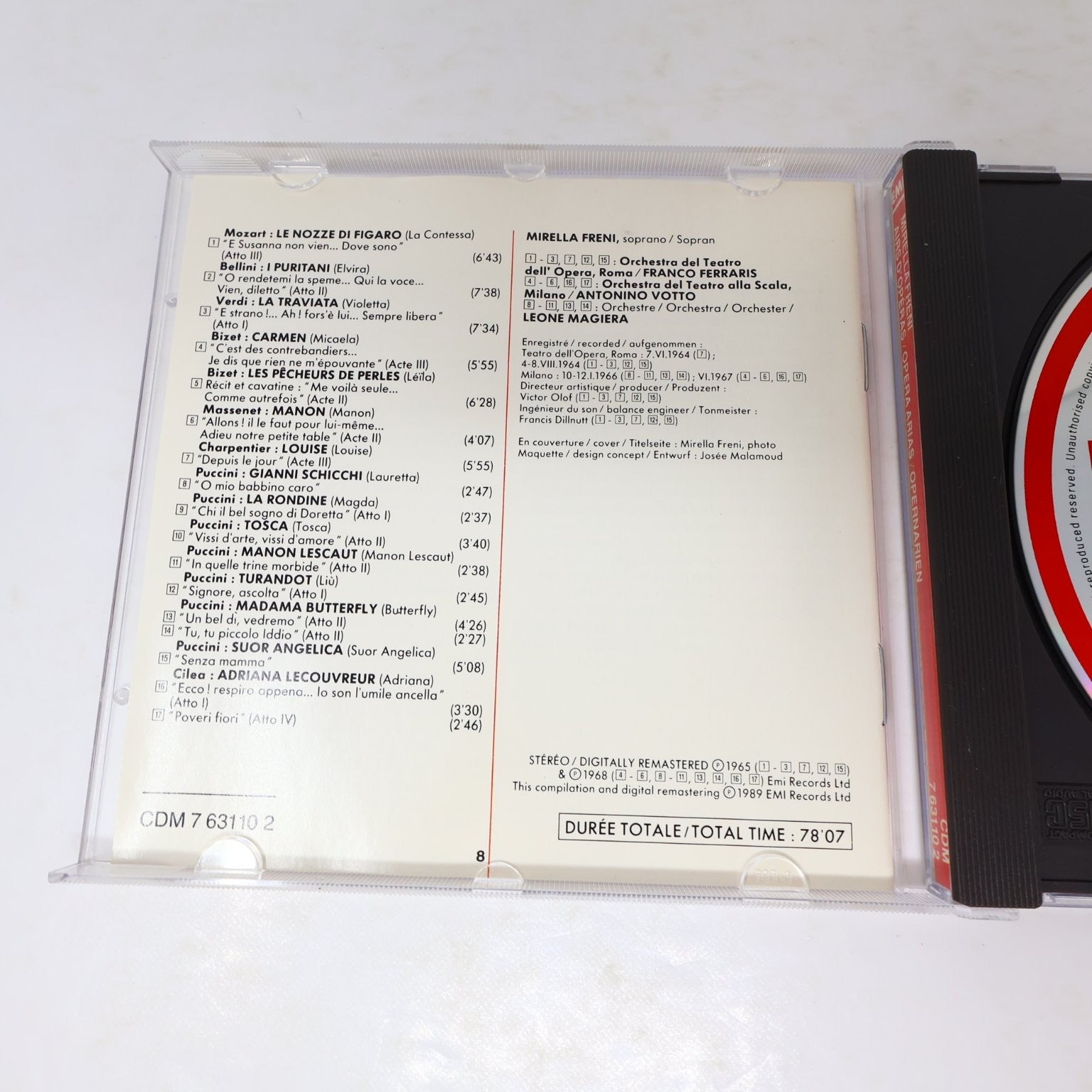 Mirella Freni Opera Arias/Airs d'Opéras CD 1989 Digital Remaster Classical EMI