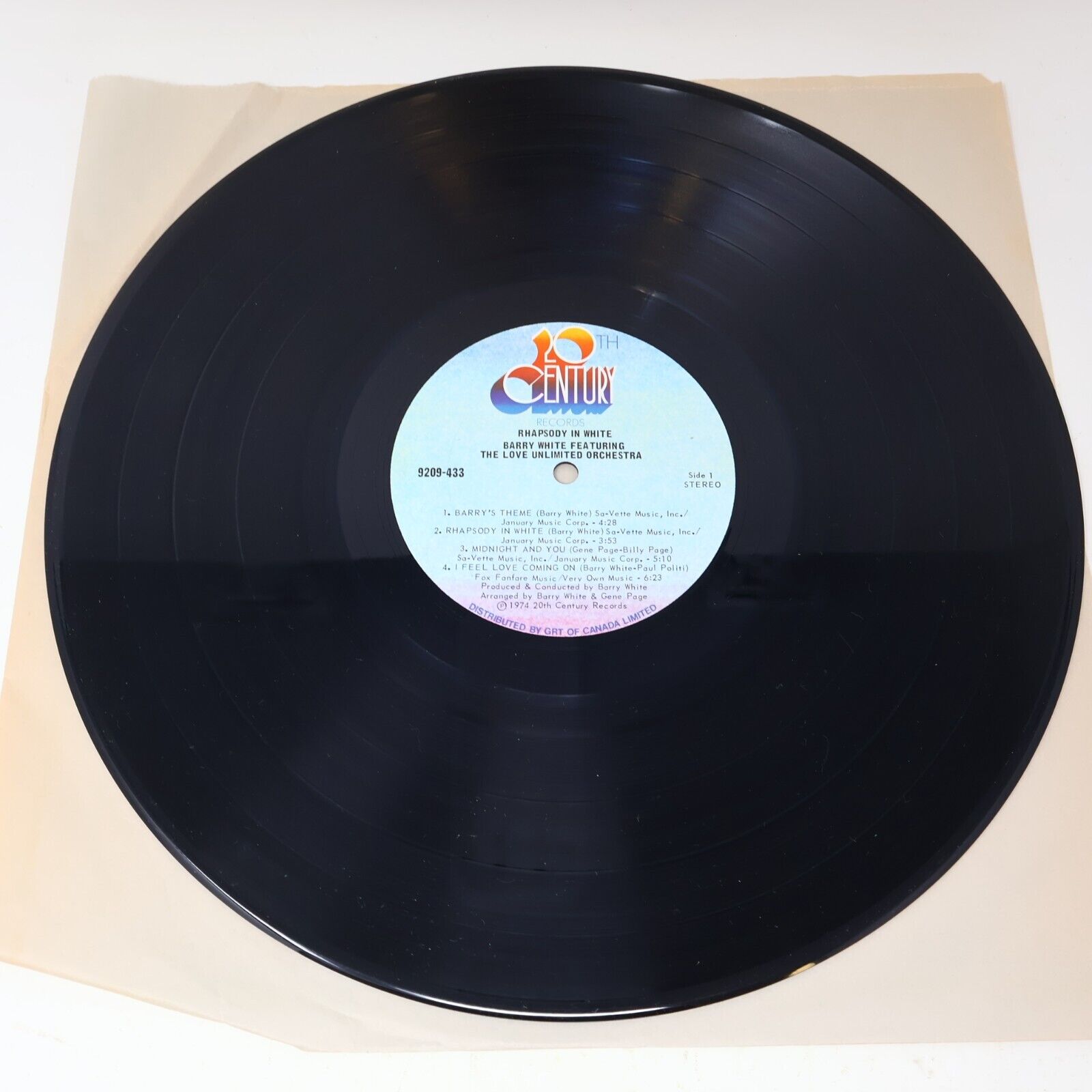 The Love Unlimited Orchestra Rhapsody in White Record 9209-433 Canada 1974 Barry