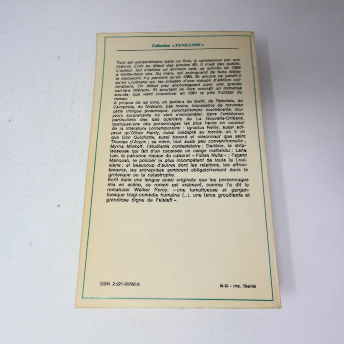 1981 La Conjuration des Imbéciles John Kennedy Toole Robert Laffont Roman Livre