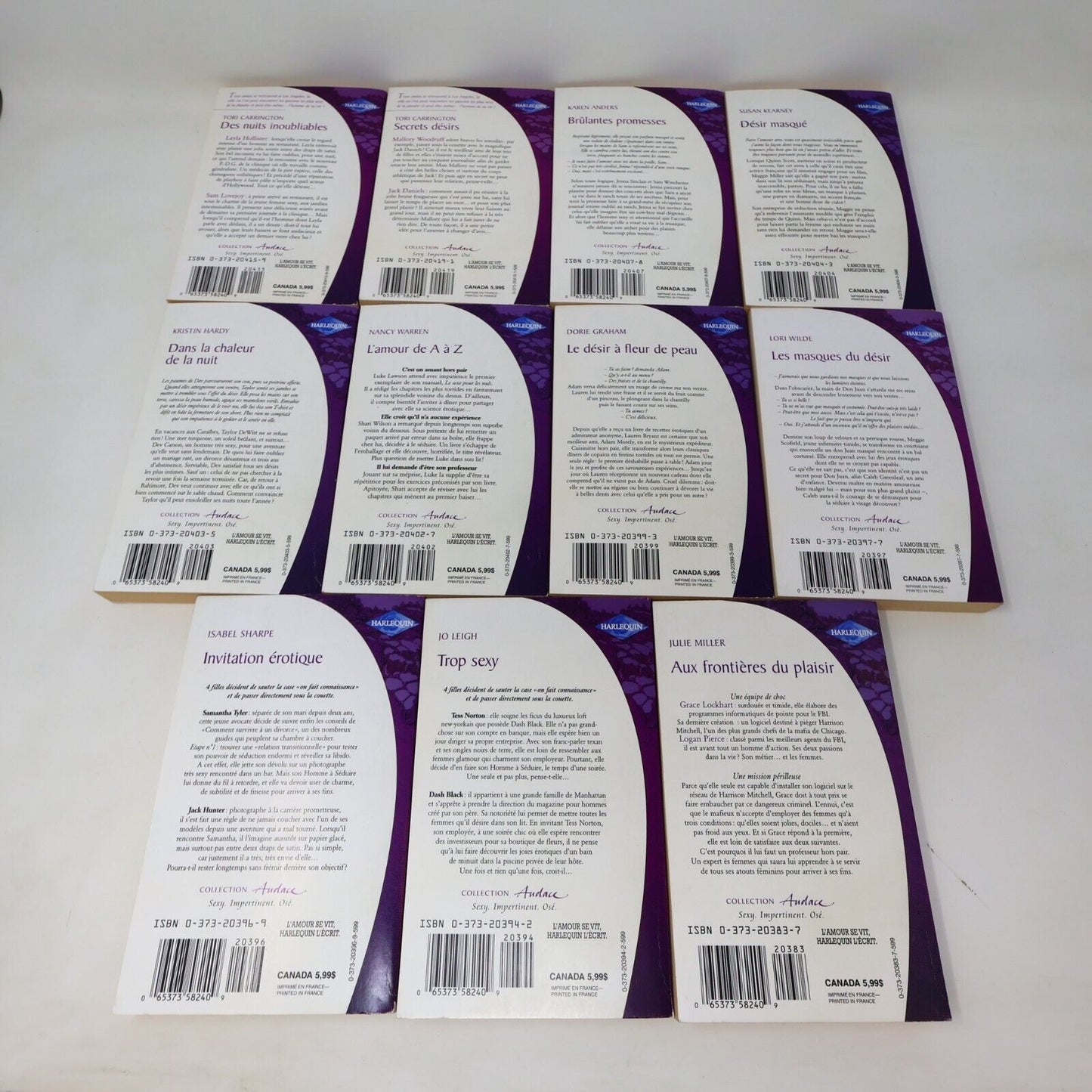 Harlequin Collection Audace Romance Érotisme Lot 11 Livres Français French 2000s