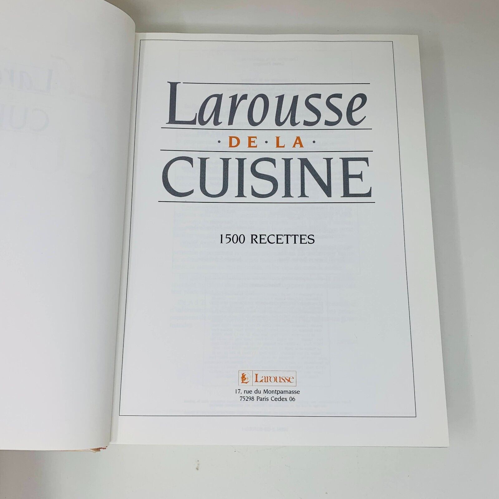 1990 Larousse de la Cuisine 1500 Recettes Livre Laure Flavigny Français Cookbook