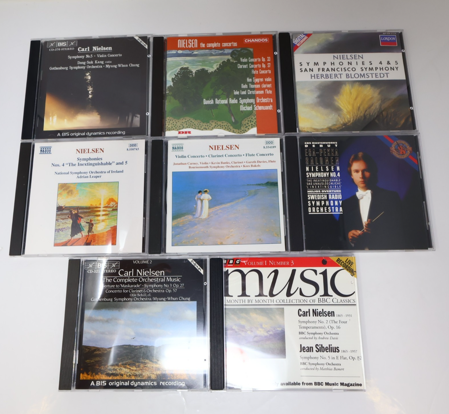 Carl Nielsen 8 CD Lot Symphony 2-3-4-5/Concertos Salonen/Chung/Leaper/Blomstedt