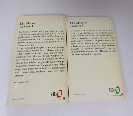 La Storia #1-2 Série Complète Lot 2 Livres Elsa Morante Folio Fiction Historique