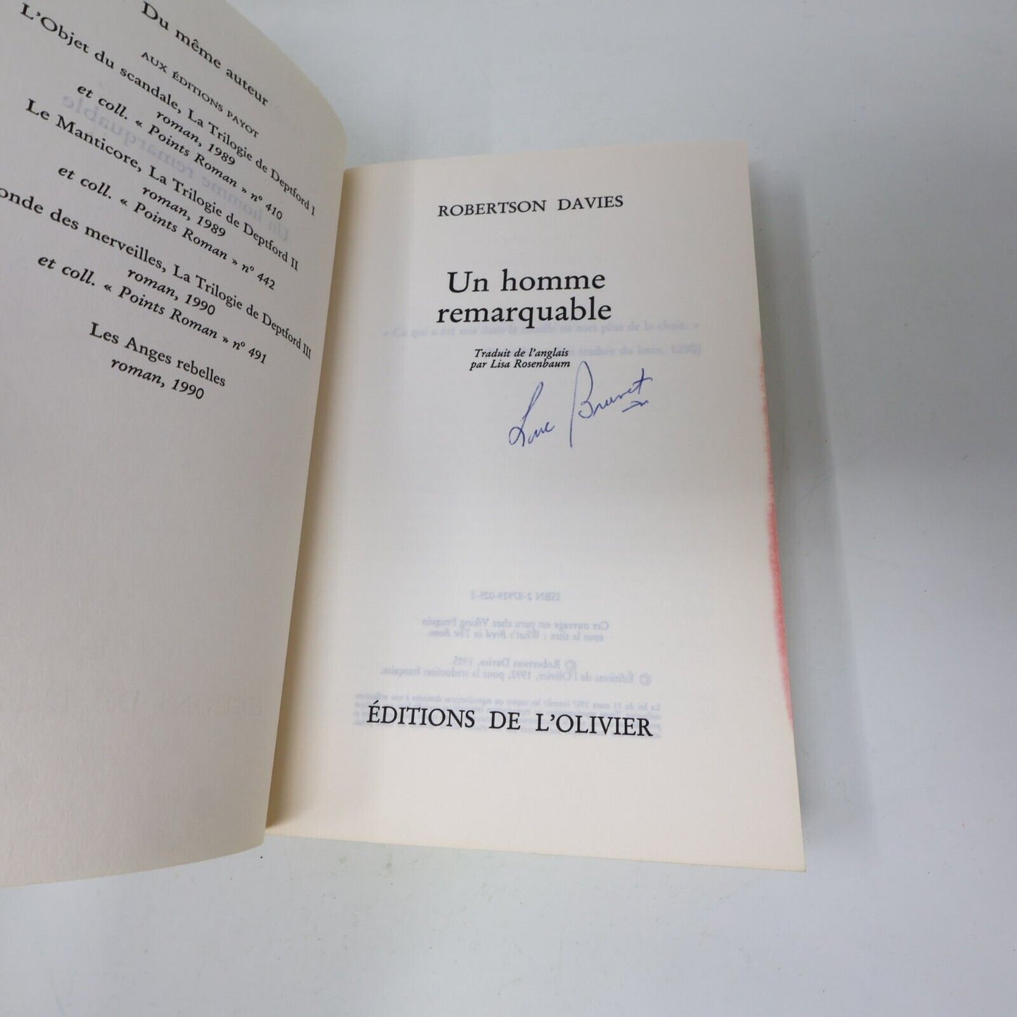 Lot 3 Robertson Davies Homme Remarquable Lyre d'Orphée Maître des Muses Livres