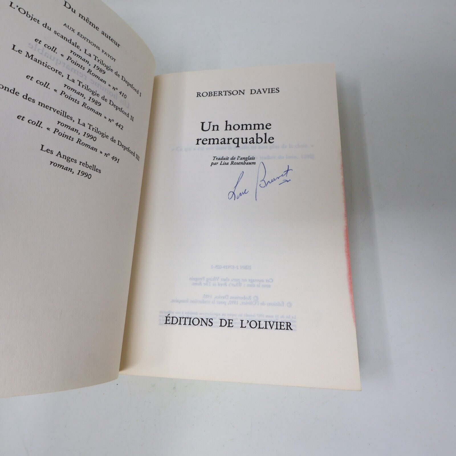 Lot 3 Robertson Davies Homme Remarquable Lyre d'Orphée Maître des Muses Livres