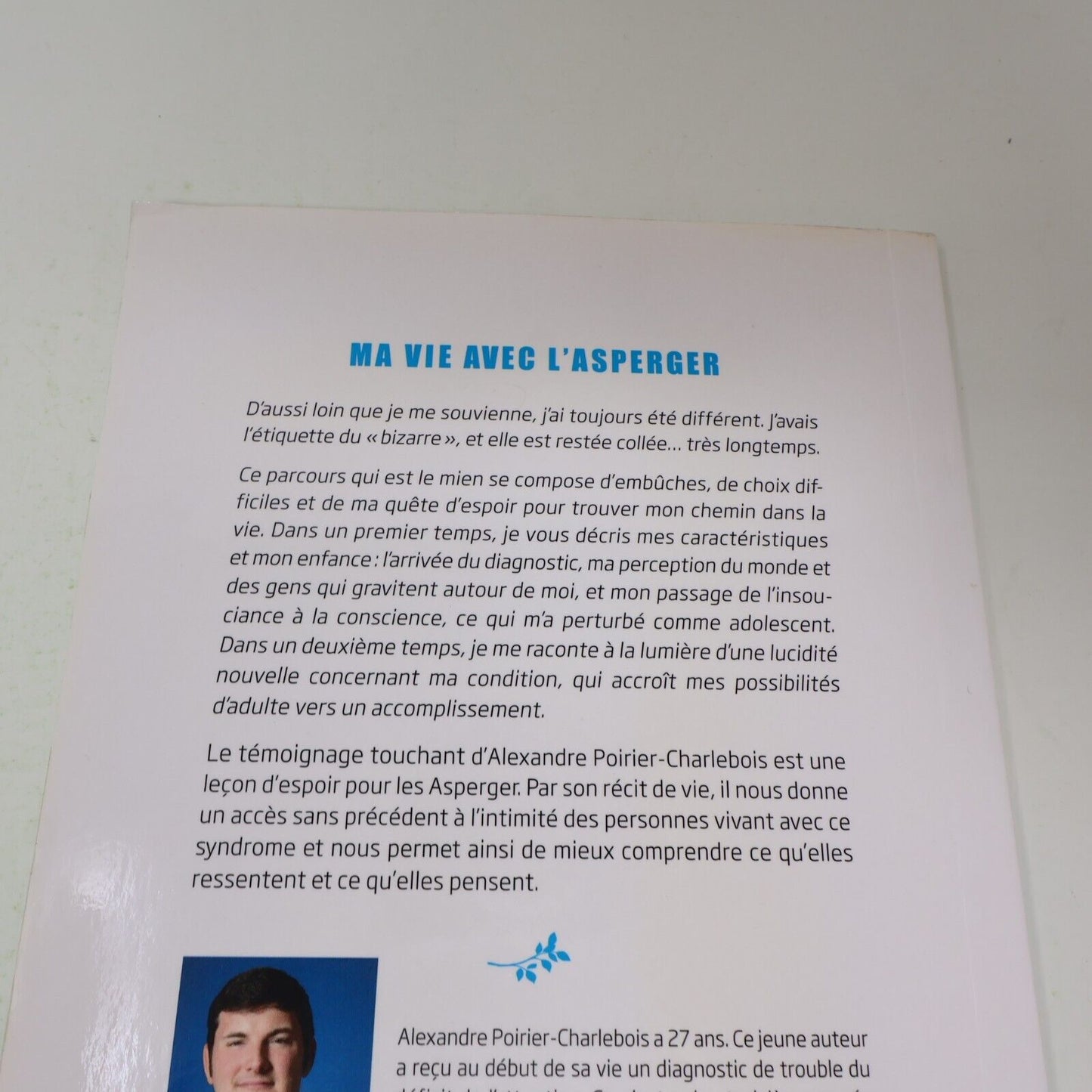 2017 Ma Vie avec l'Asperger Alexandre Poirier-Charlebois De L'homme Français Tsa
