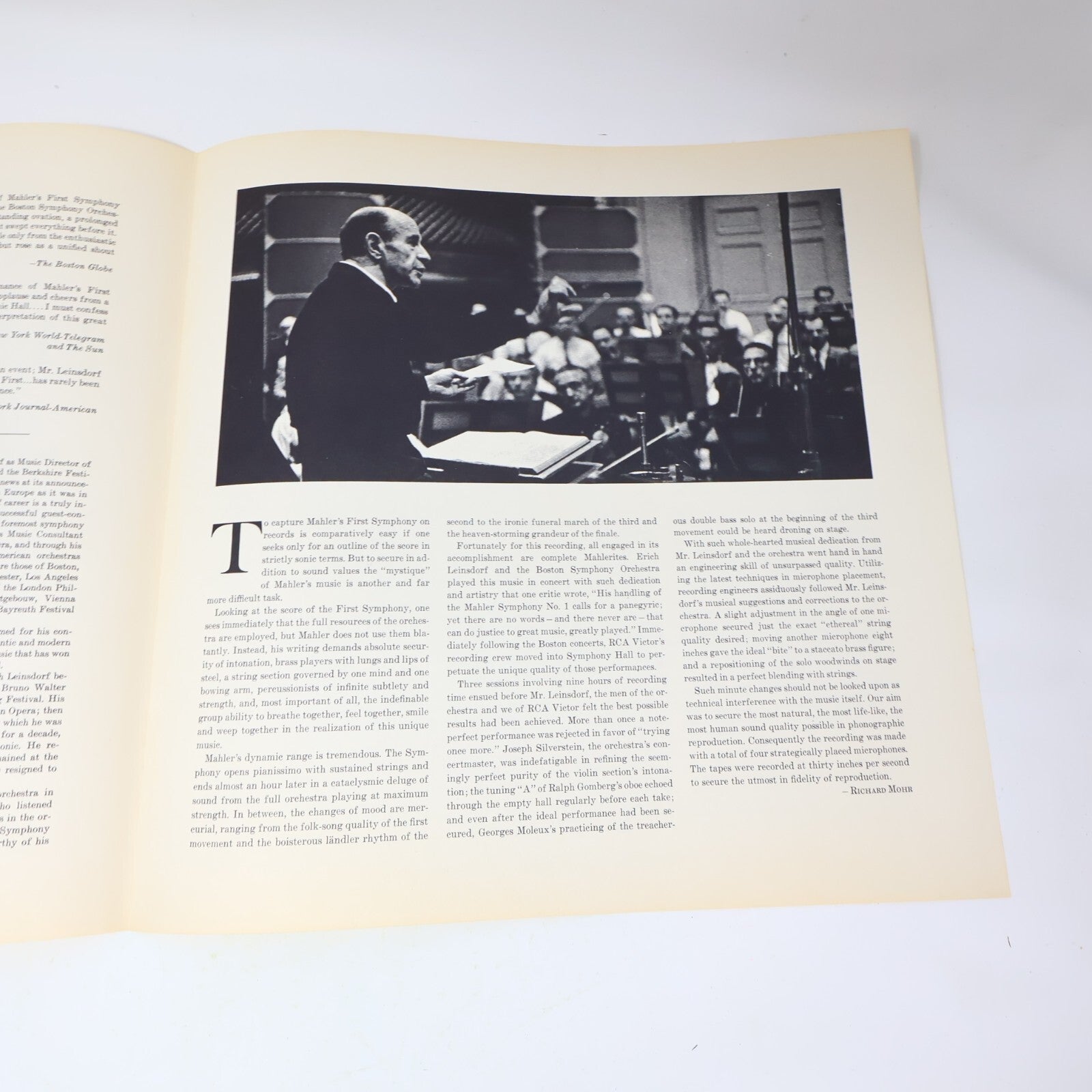 Mahler Boston Symphony Orchestra Erich Leinsdorf Symphony 1 Record LM-2642 Mono