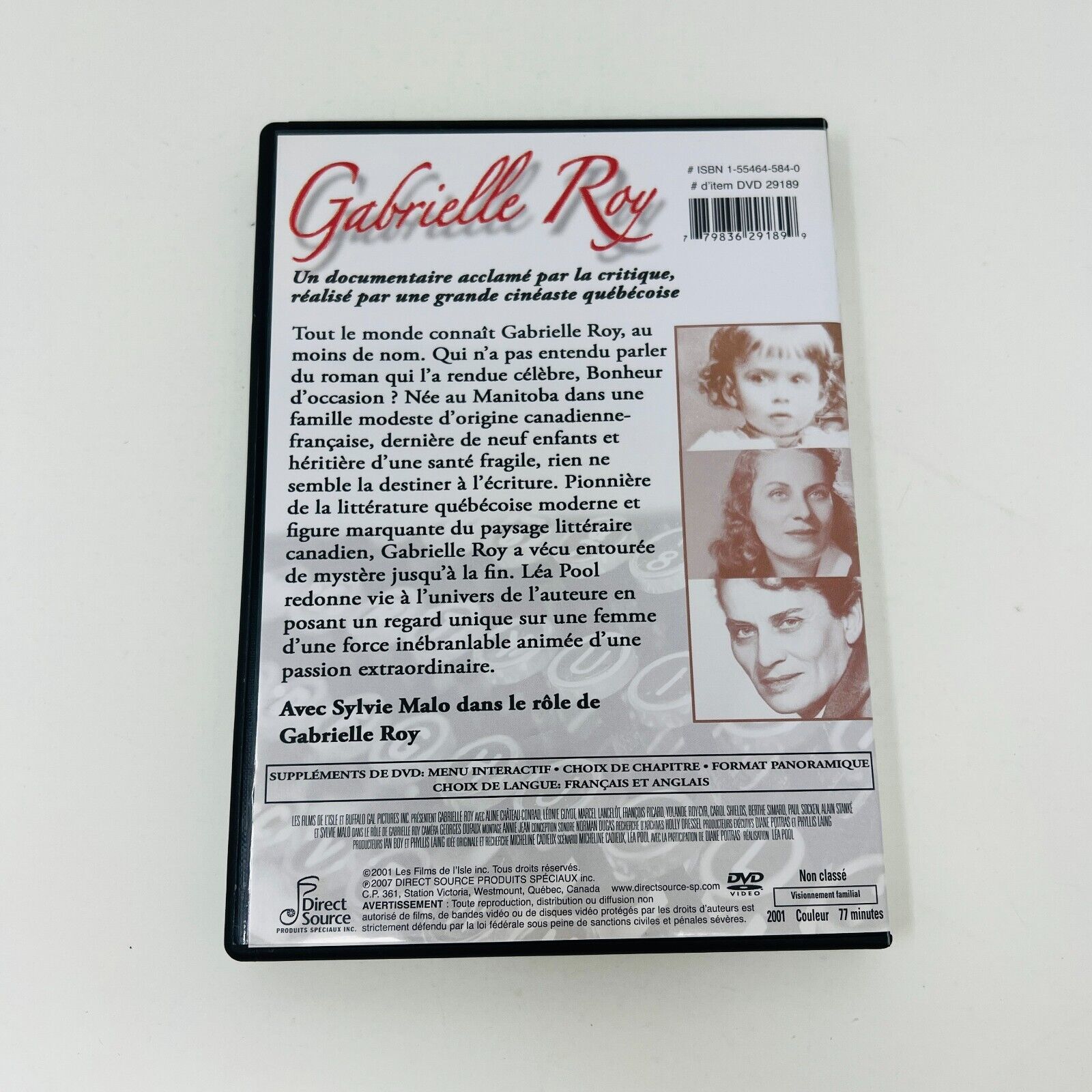 2007 Gabrielle Roy Auteure Célèbre du Québec Documentaire de Léa Pool DVD Testé