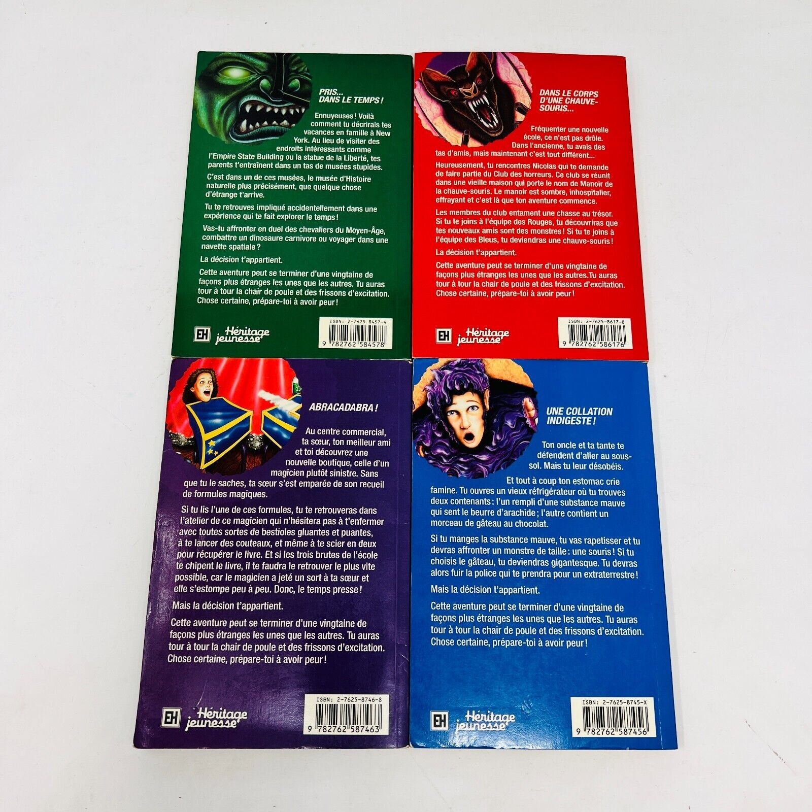 4x Chair de Poule Extra #2-3 6-7 de R.L. Stine EH Lot en Français/French Tic Toc