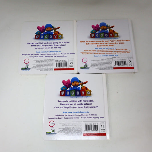 Pocoyo Lot 3 Books Young Children Feelings Colors First Words Red Fox Hardcover
