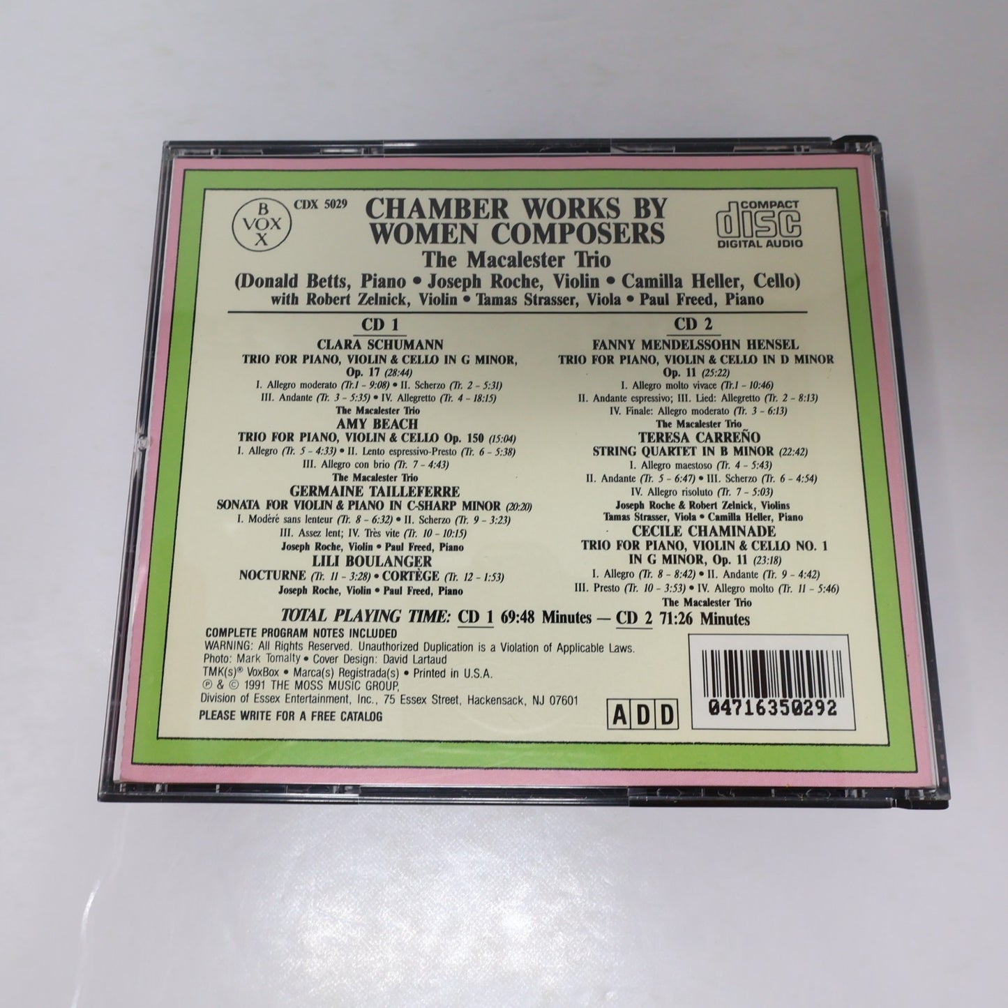 Chamber Works By Women Composers 2 CD Box Set Clara Schumann/Amy Beach/Carreño