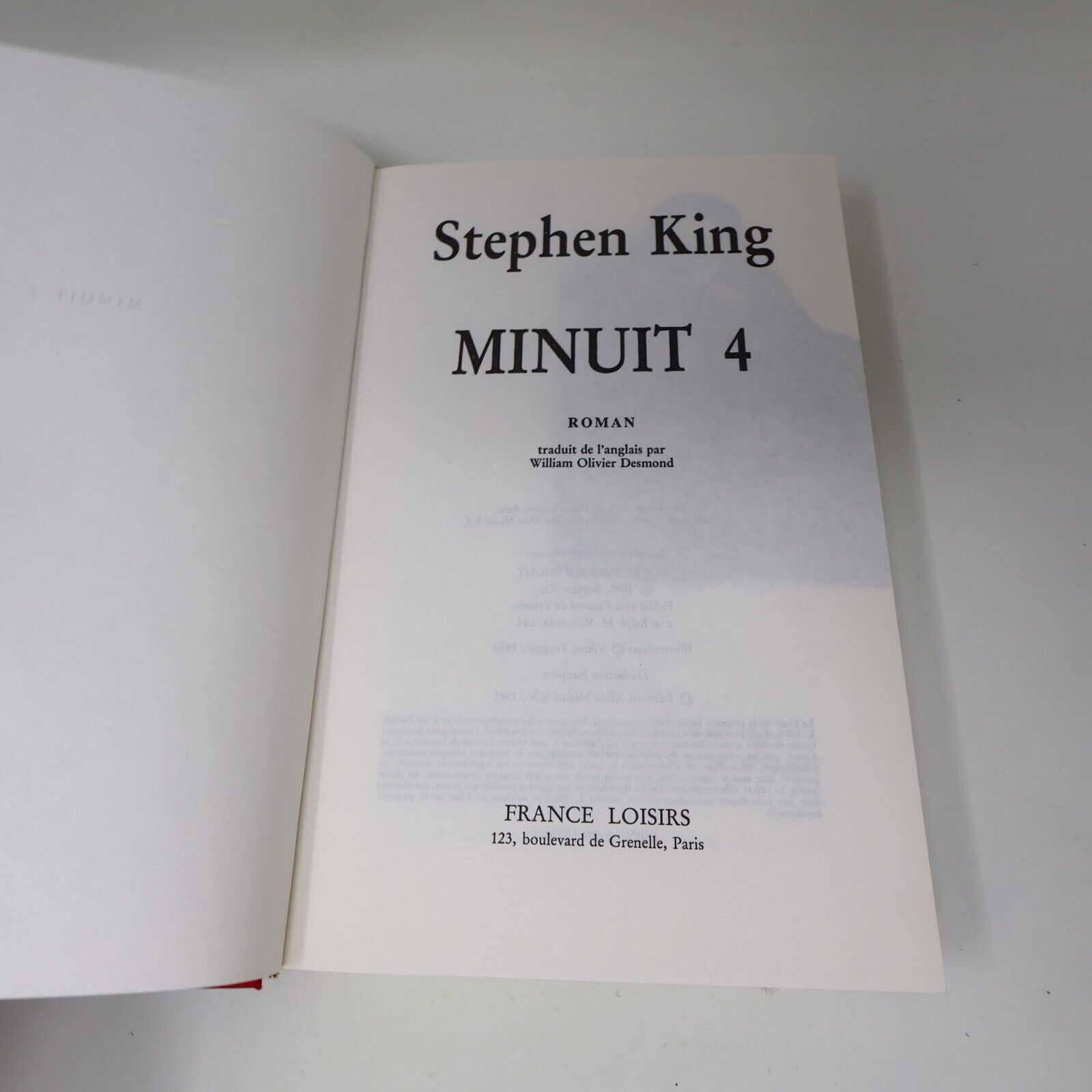 Minuit 4 Stephen King Hardcover HC France Loisirs Horreur Thriller Français 90s