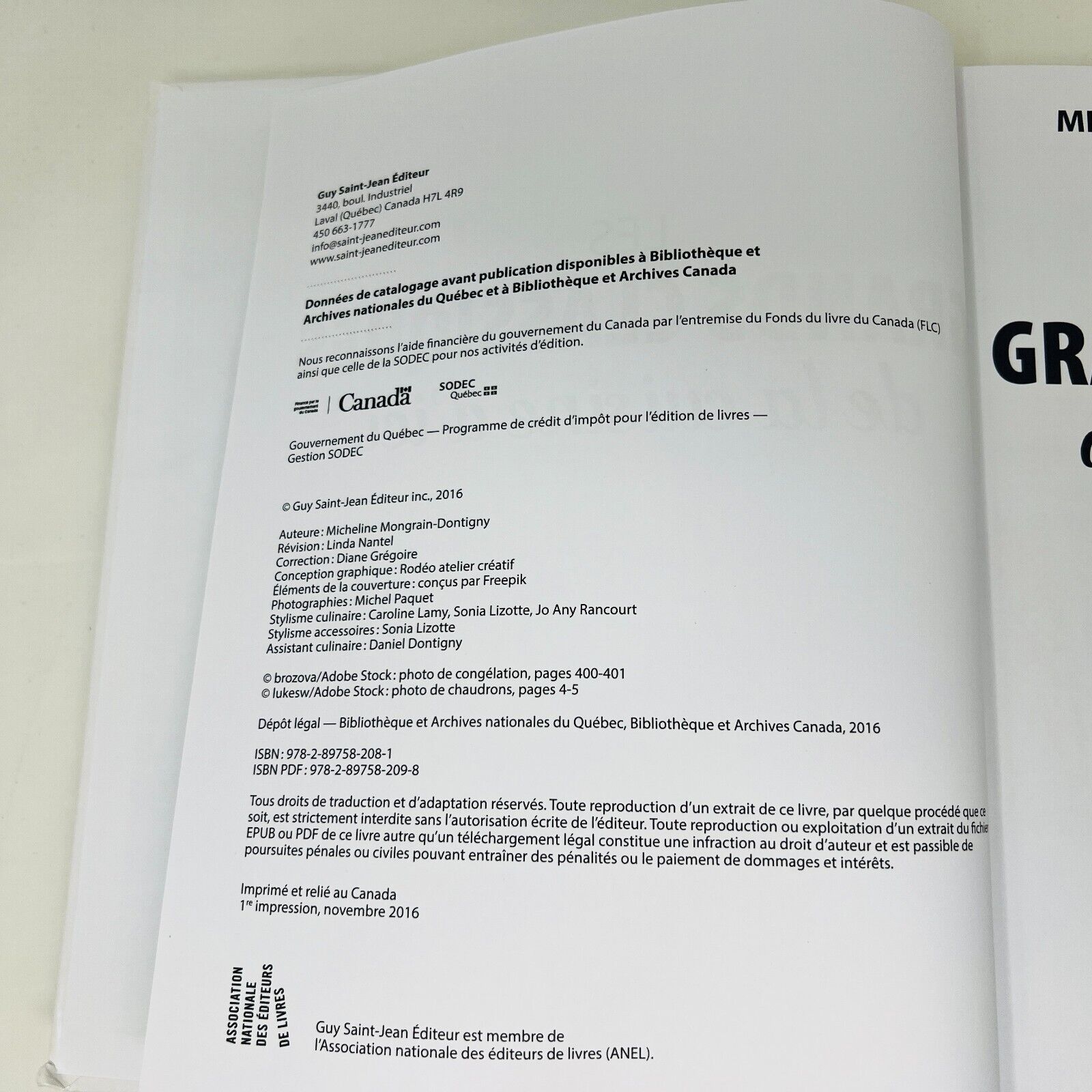 Les Grands Classiques de la Cuisine d'Ici Micheline Mongrain-Dontigny Recettes