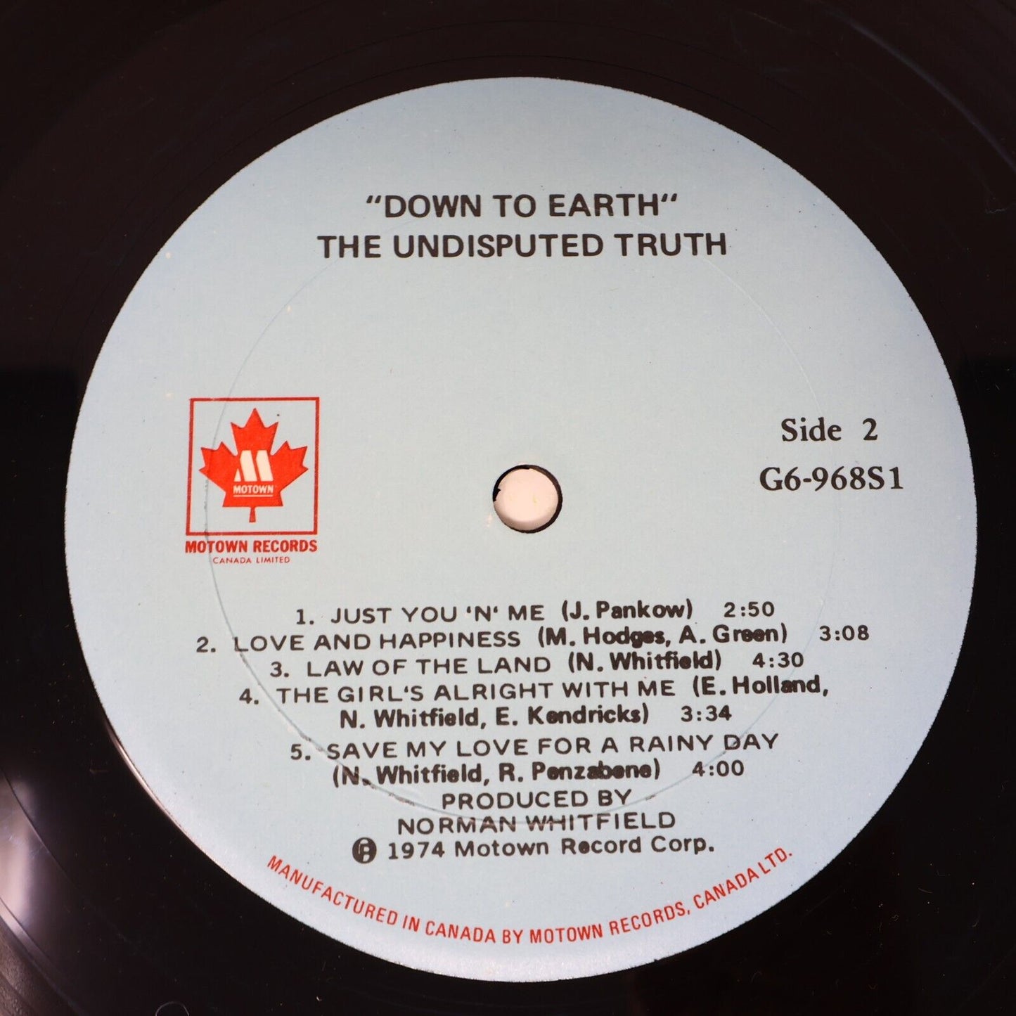 The Undisputed Truth Down To Earth LP Record Vinyl Motown G6-968S1 Canada 1974