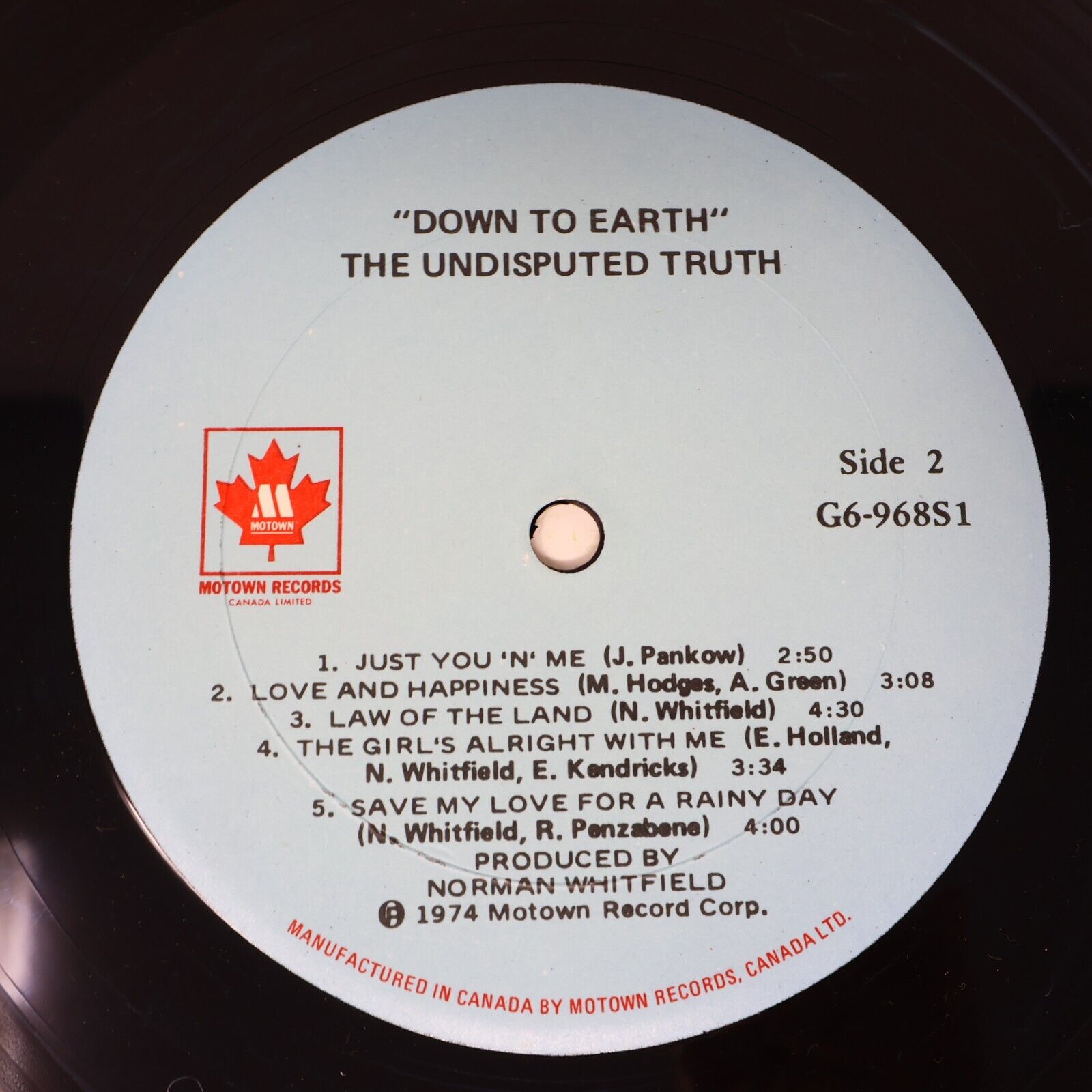 The Undisputed Truth Down To Earth LP Record Vinyl Motown G6-968S1 Canada 1974