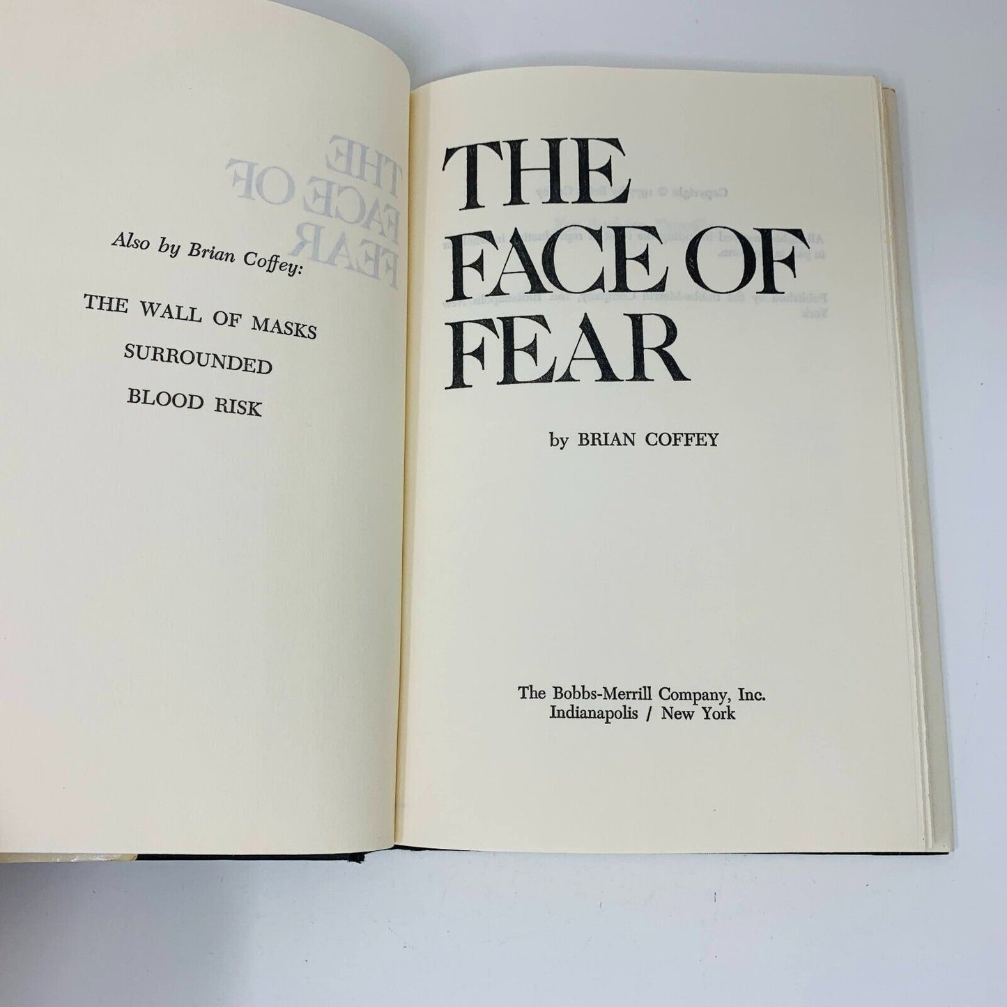 1977 The Face of Fear Hardcover DJ Book Club Edition Brian Coffey (Dean Koontz)
