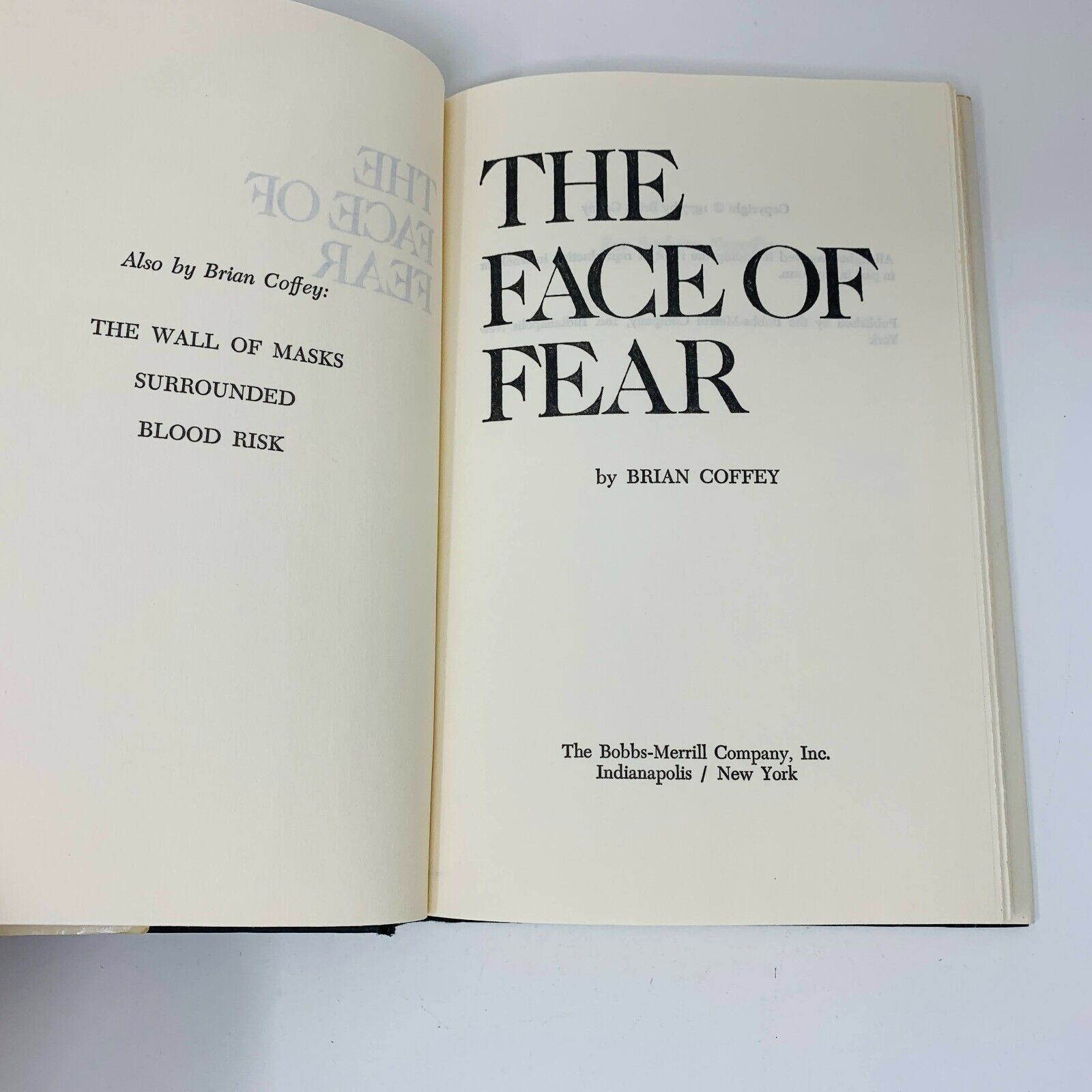 1977 The Face of Fear Hardcover DJ Book Club Edition Brian Coffey (Dean Koontz)