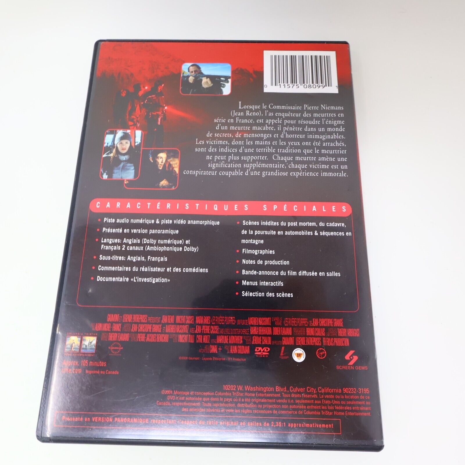 Les Rivières Pourpres DVD Testé Éditions Spéciale Jean Reno Vincent Cassel NTSC