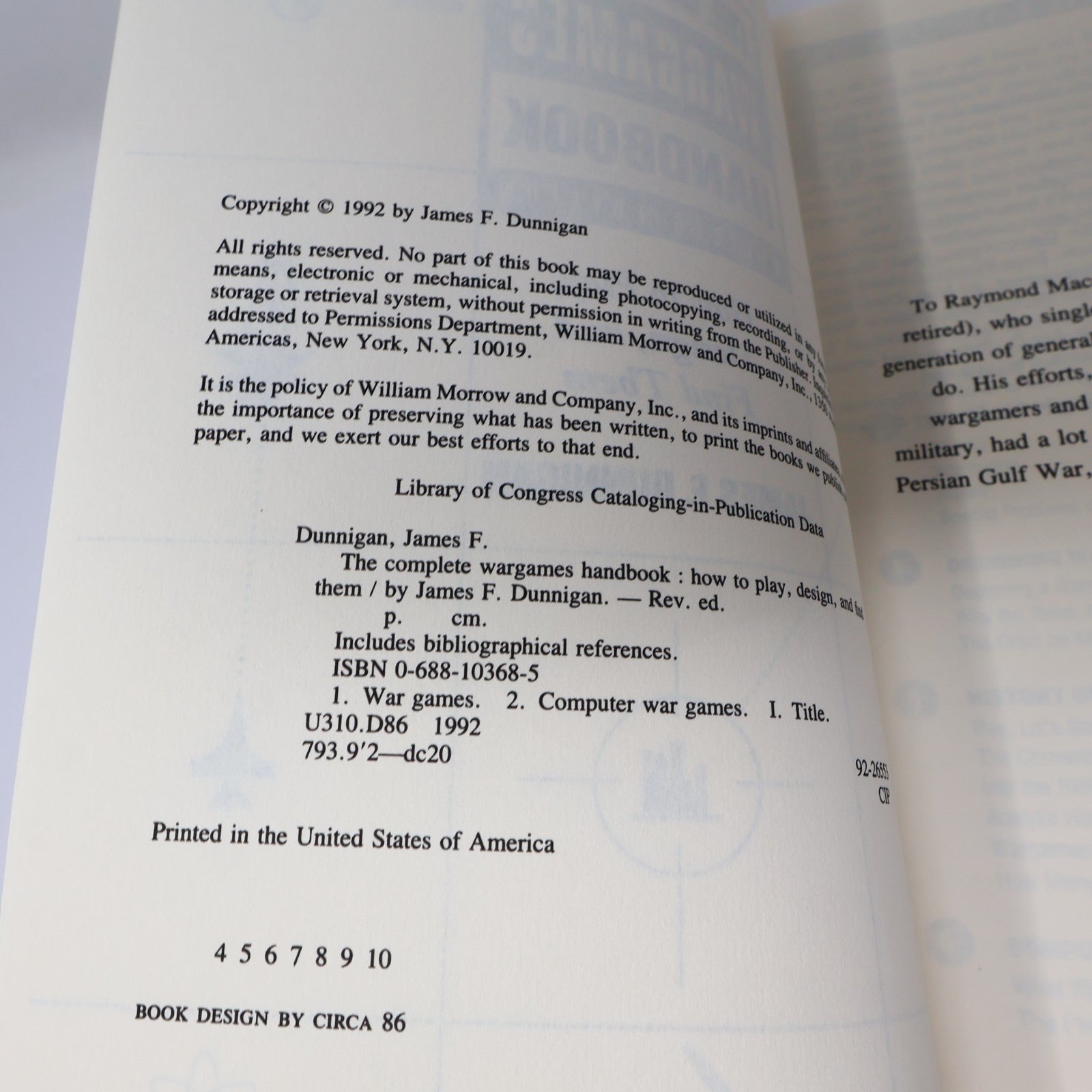 The Complete Wargames Handbook How to Play Design and Find Them Dunnigan 1992 PB