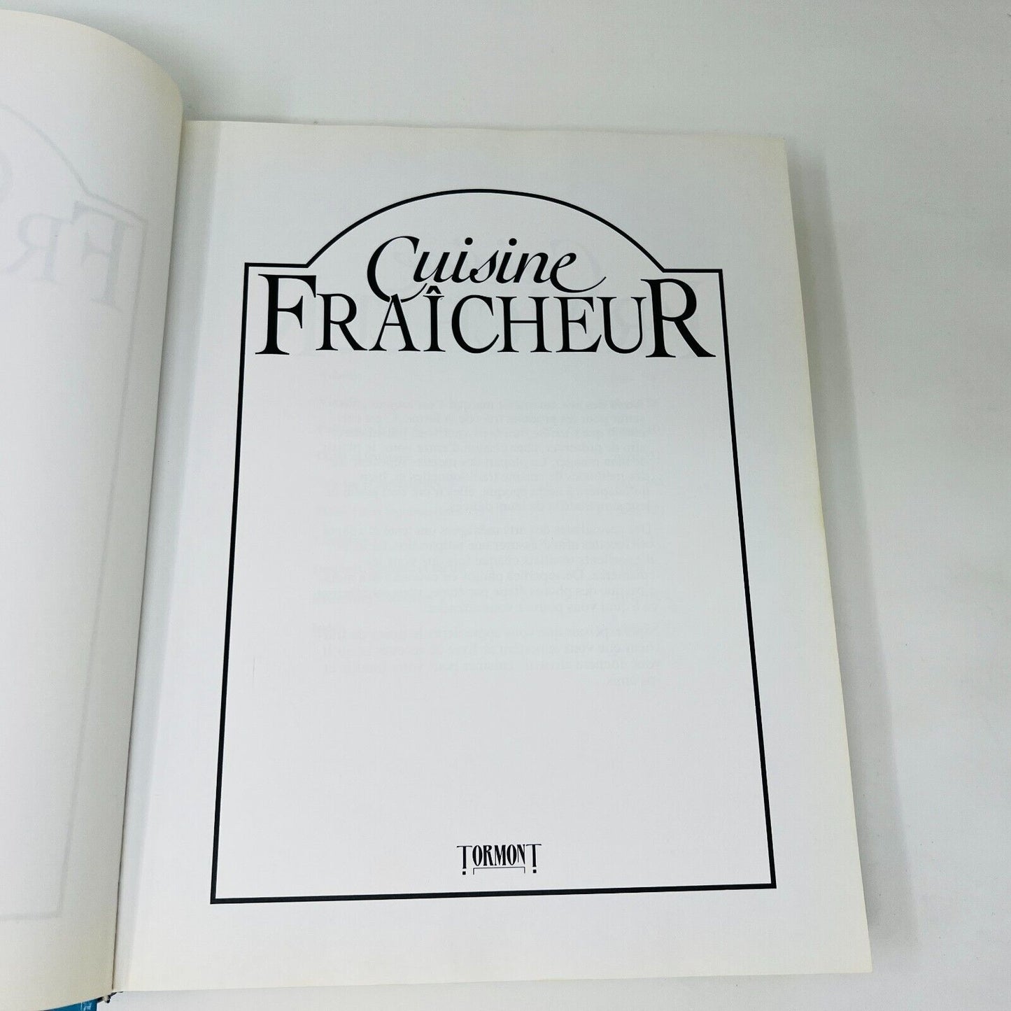 1992 Cuisine Fraicheur Livre de Recettes Cuisine Tormont Français Krause/Strand