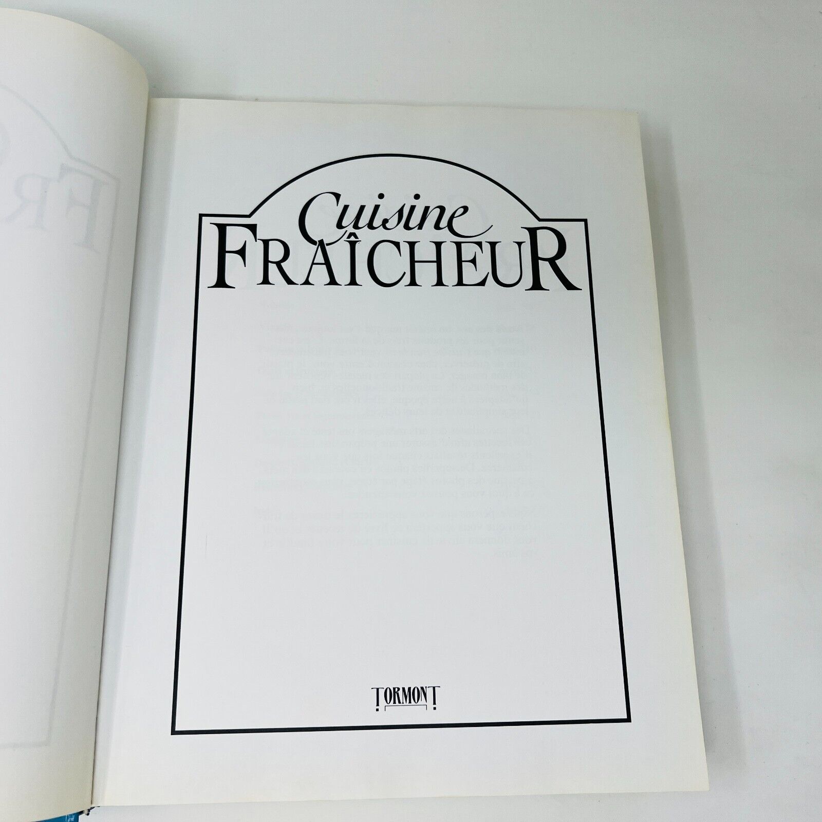 1992 Cuisine Fraicheur Livre de Recettes Cuisine Tormont Français Krause/Strand