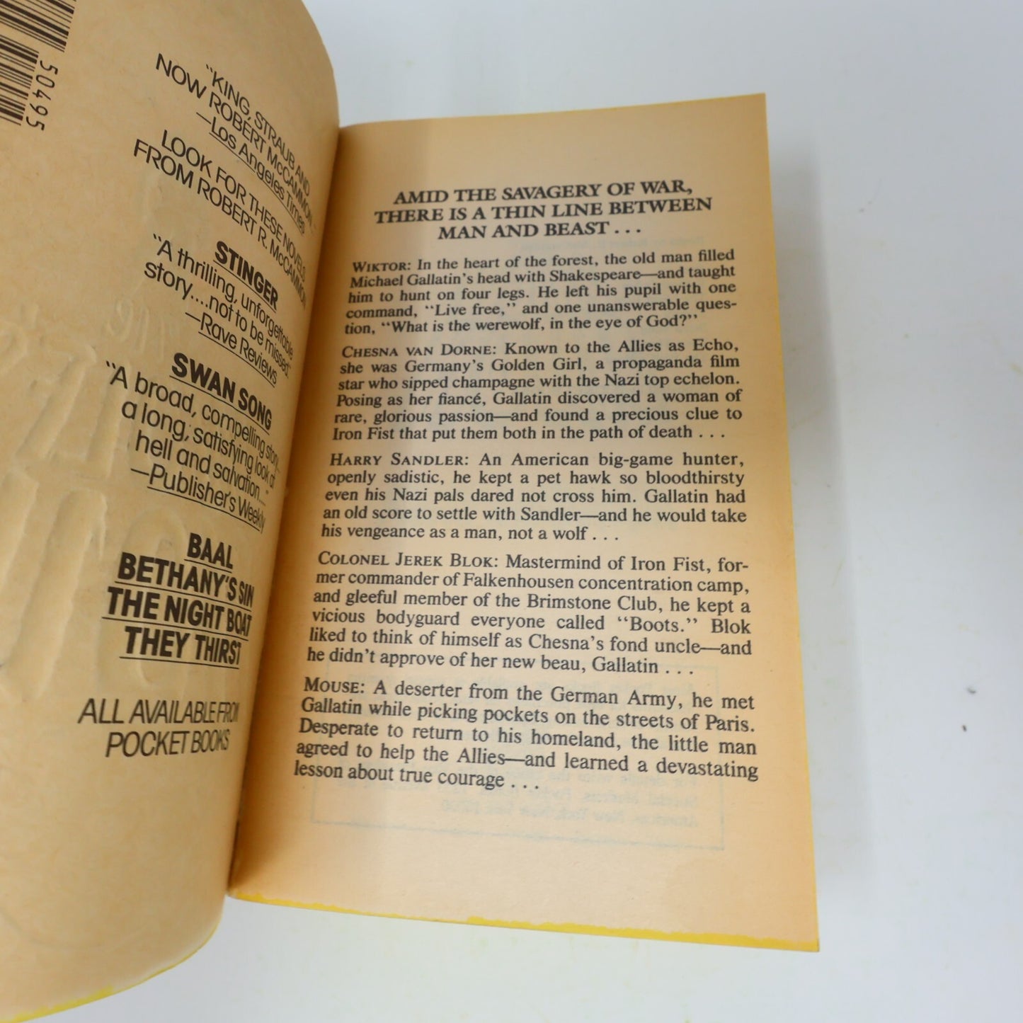 1989 The Wolf's Hour Robert Mccammon Horror Fantasy 1st Print Pocket Book 80s PB