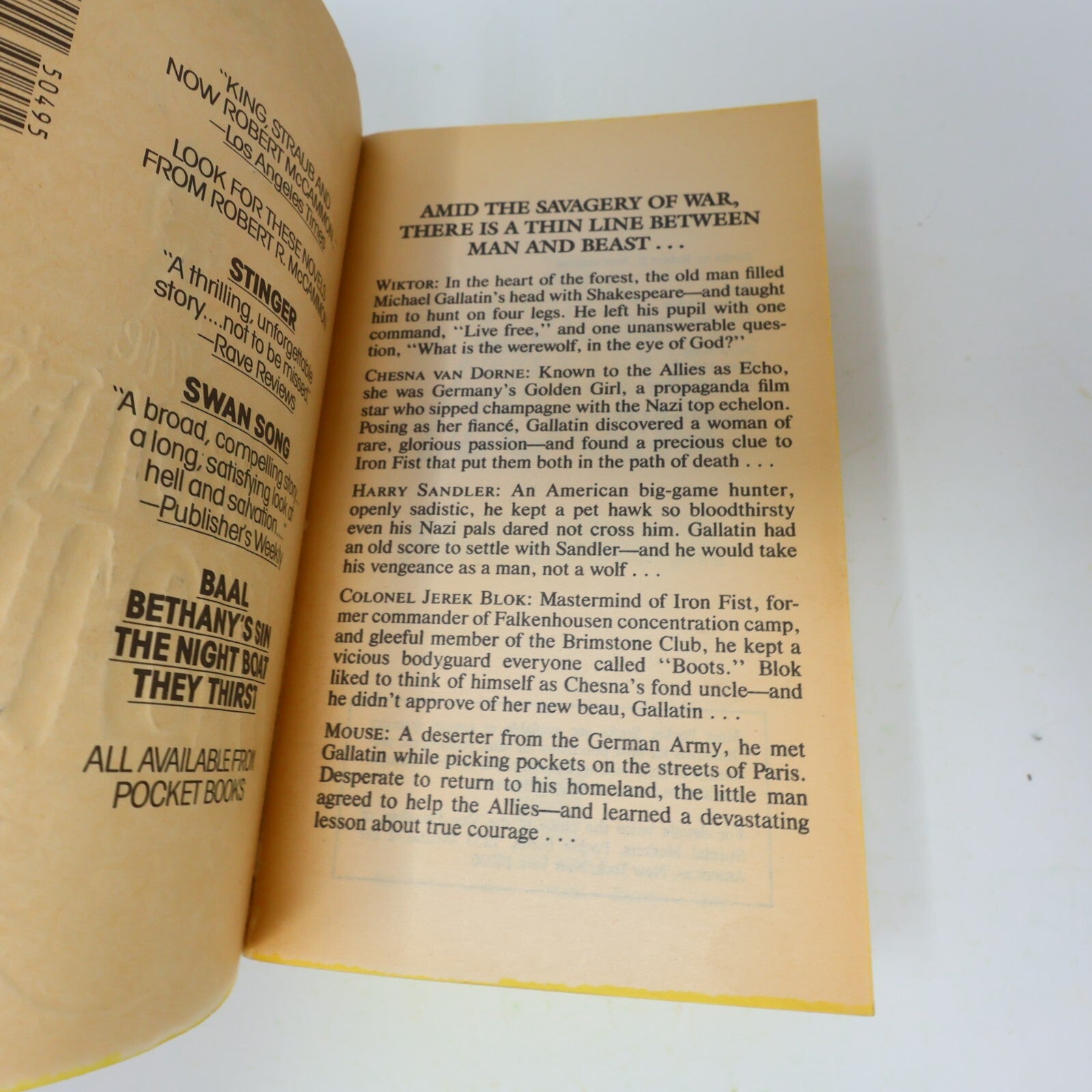 1989 The Wolf's Hour Robert Mccammon Horror Fantasy 1st Print Pocket Book 80s PB