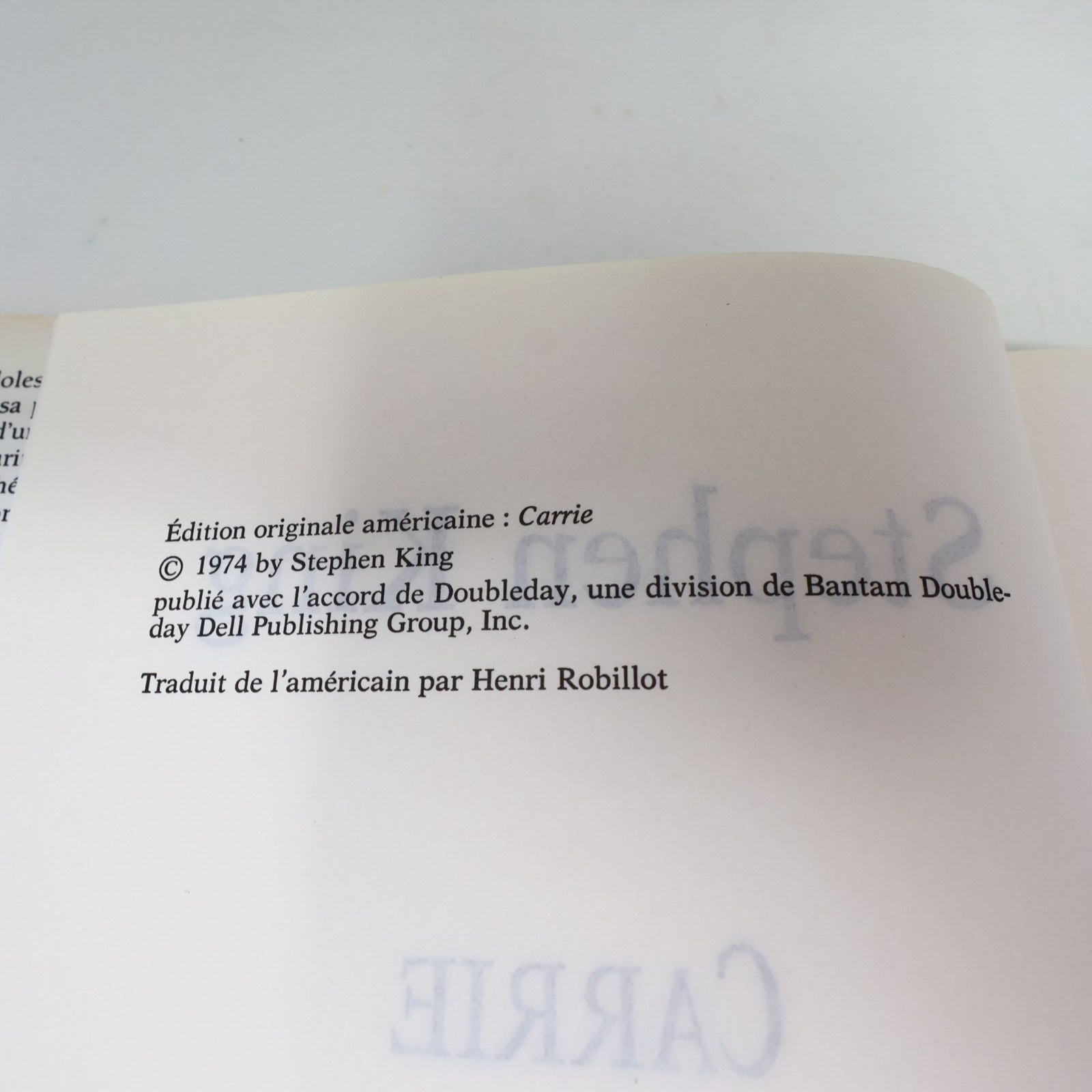 1994 Carrie de Stephen King France Loisirs Horreur Français Hardcover HC 90s